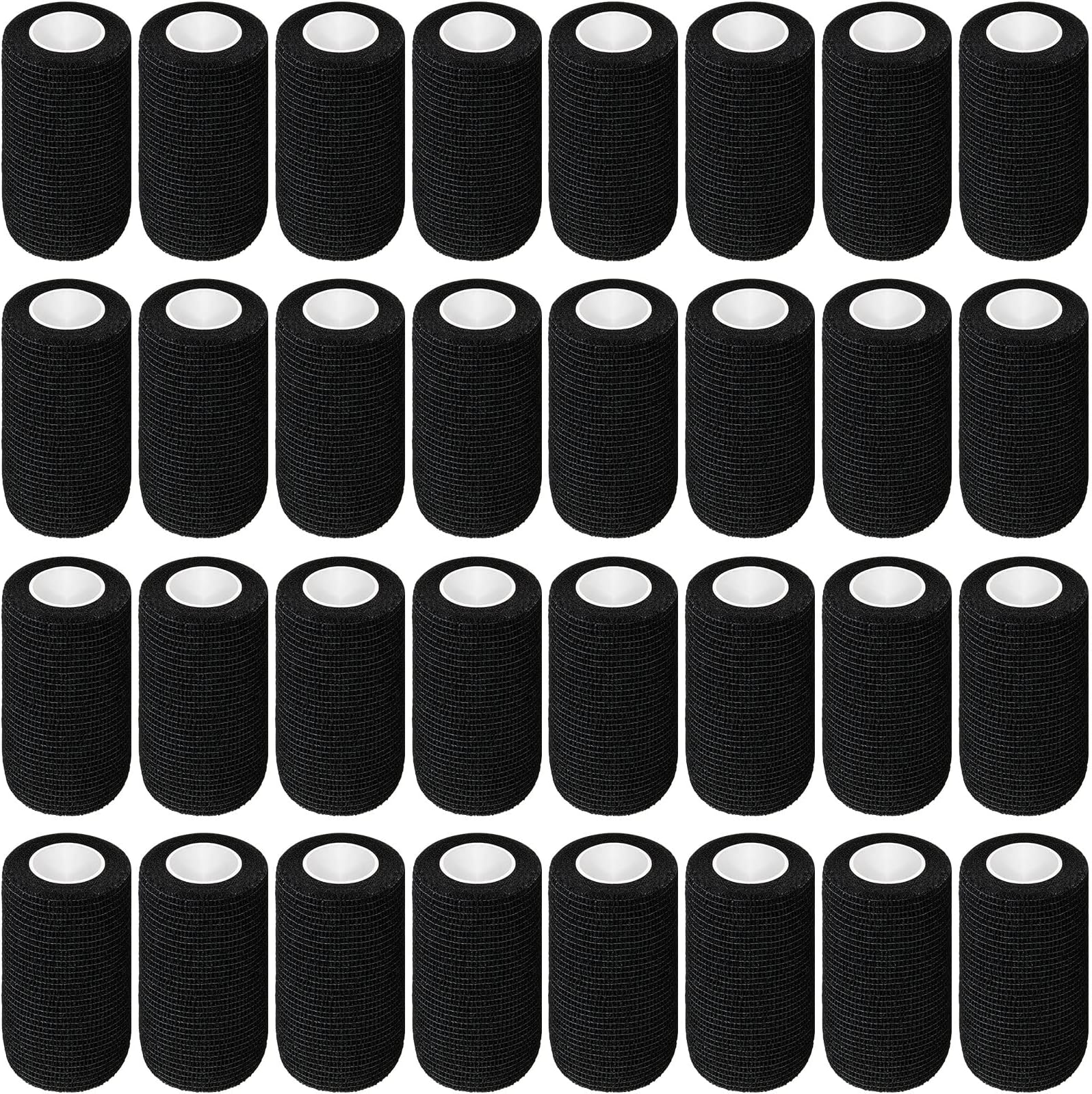 36 Pcs Self Adherent Bandage 4" X 5 Yard Wrap Breathable Cohesive Bandage Elastic Adhesive Tape for Stretch Athletic Sports Wrist Ankle(Black)
