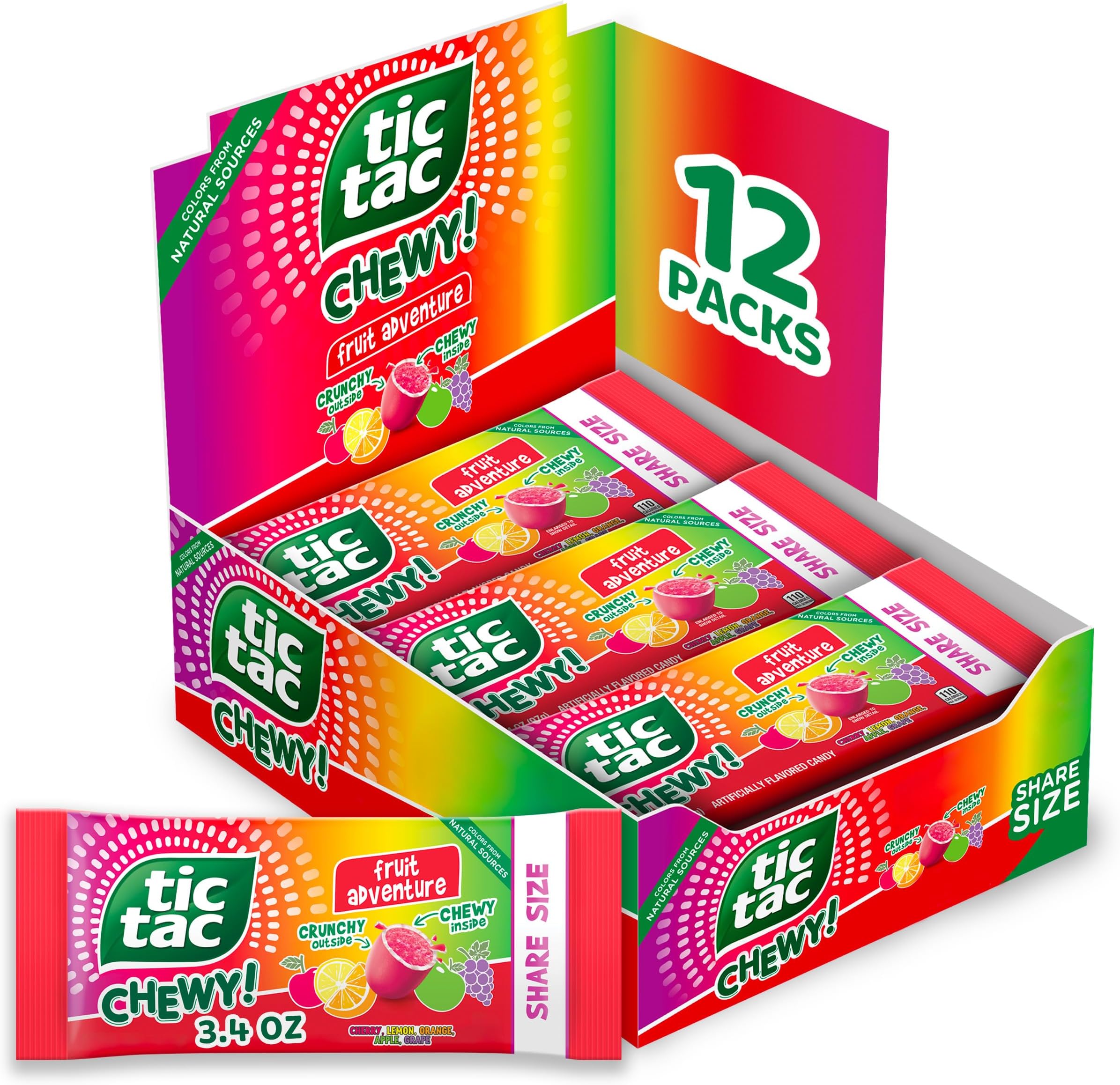CHEWY! Fruit Adventure Candy, Bulk 12 Pack, Fruity Chewy Candy, Share Size, 3.04 oz Each (Packaging May Vary)