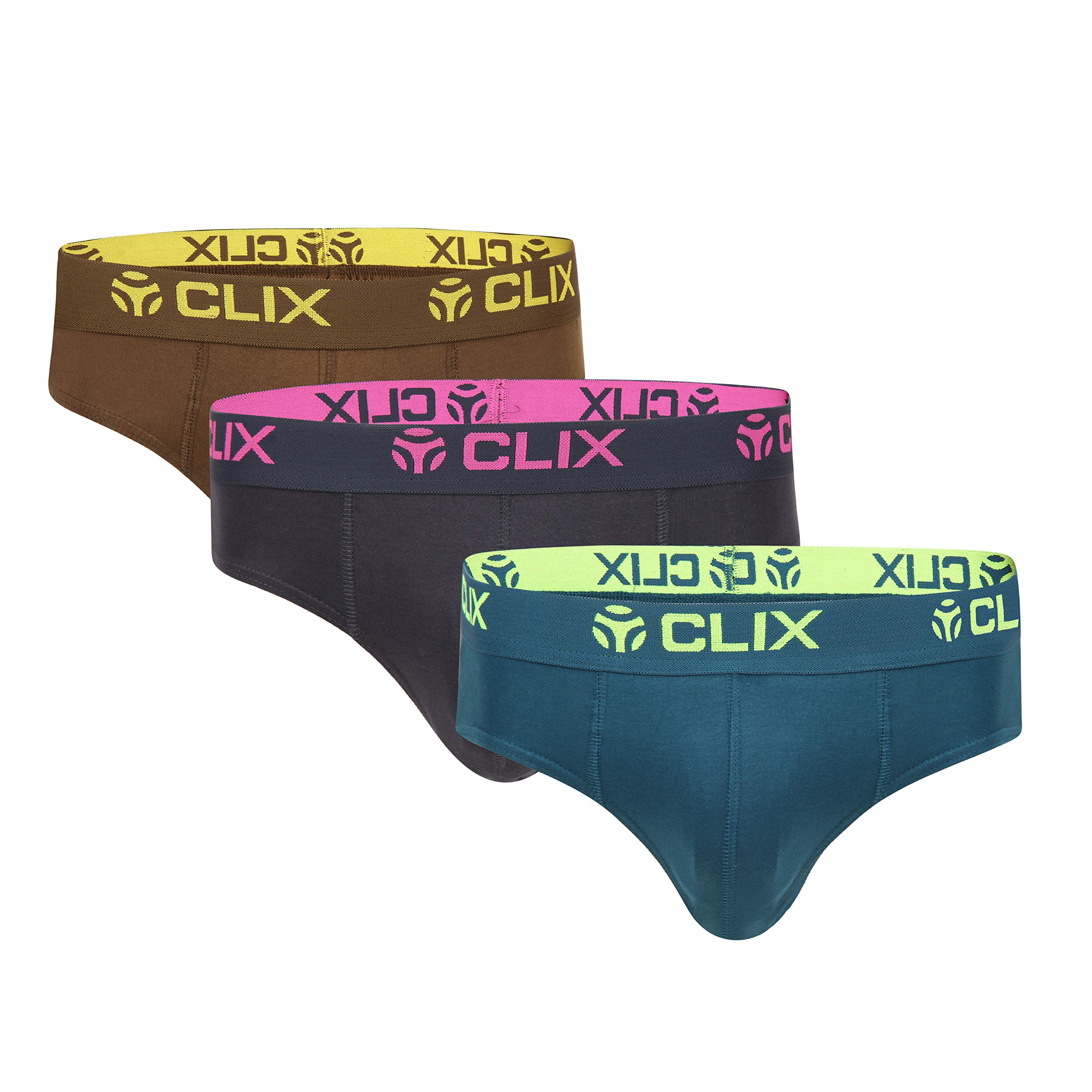 clix duofit Mens Brief - 90 cms Pack of 3 (Teal::Grey::Snuff)-picture-46