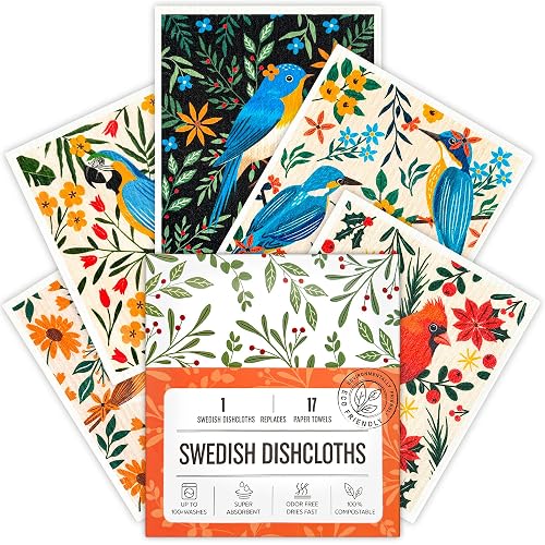 Swedish Dishcloths for Kitchen, 5 Pack Reusable Paper Towels Washable,
