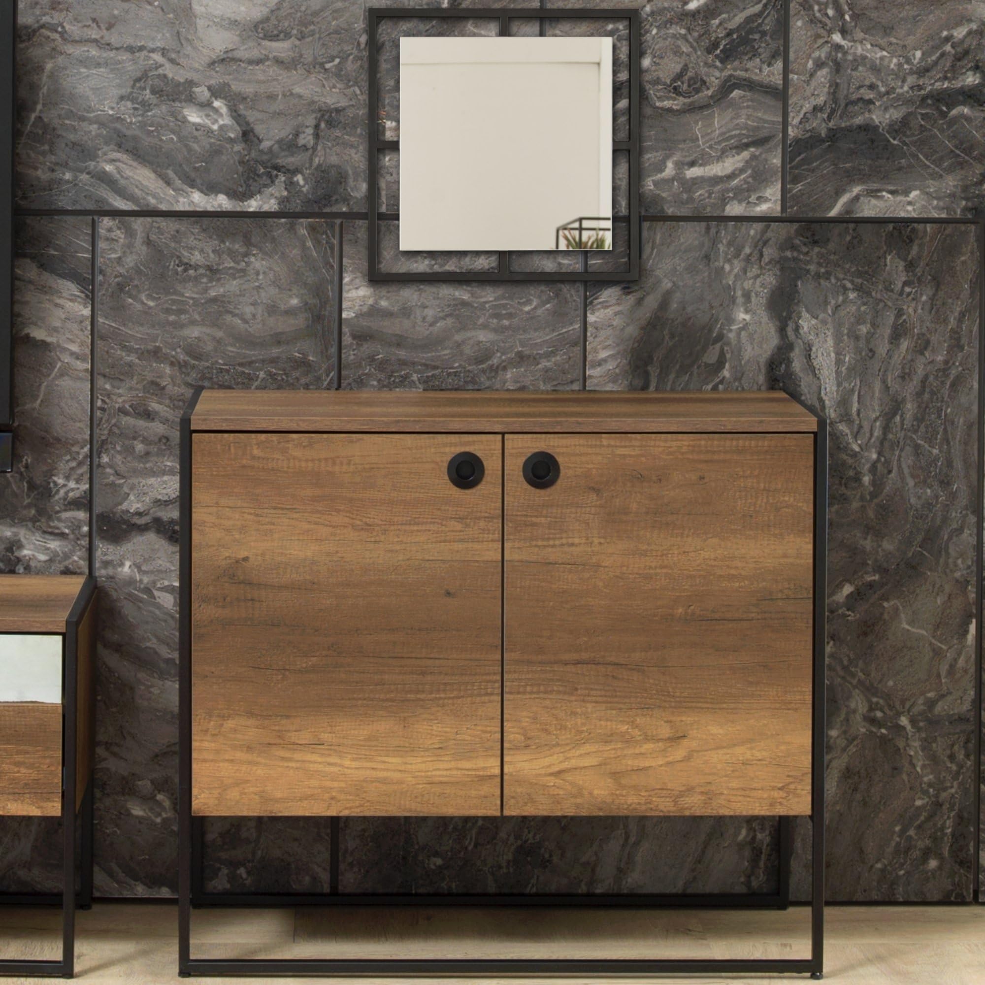 Adam and Illy Virtues CONSOLE W/TWO DOORS & MIRROR, Baroque/Black