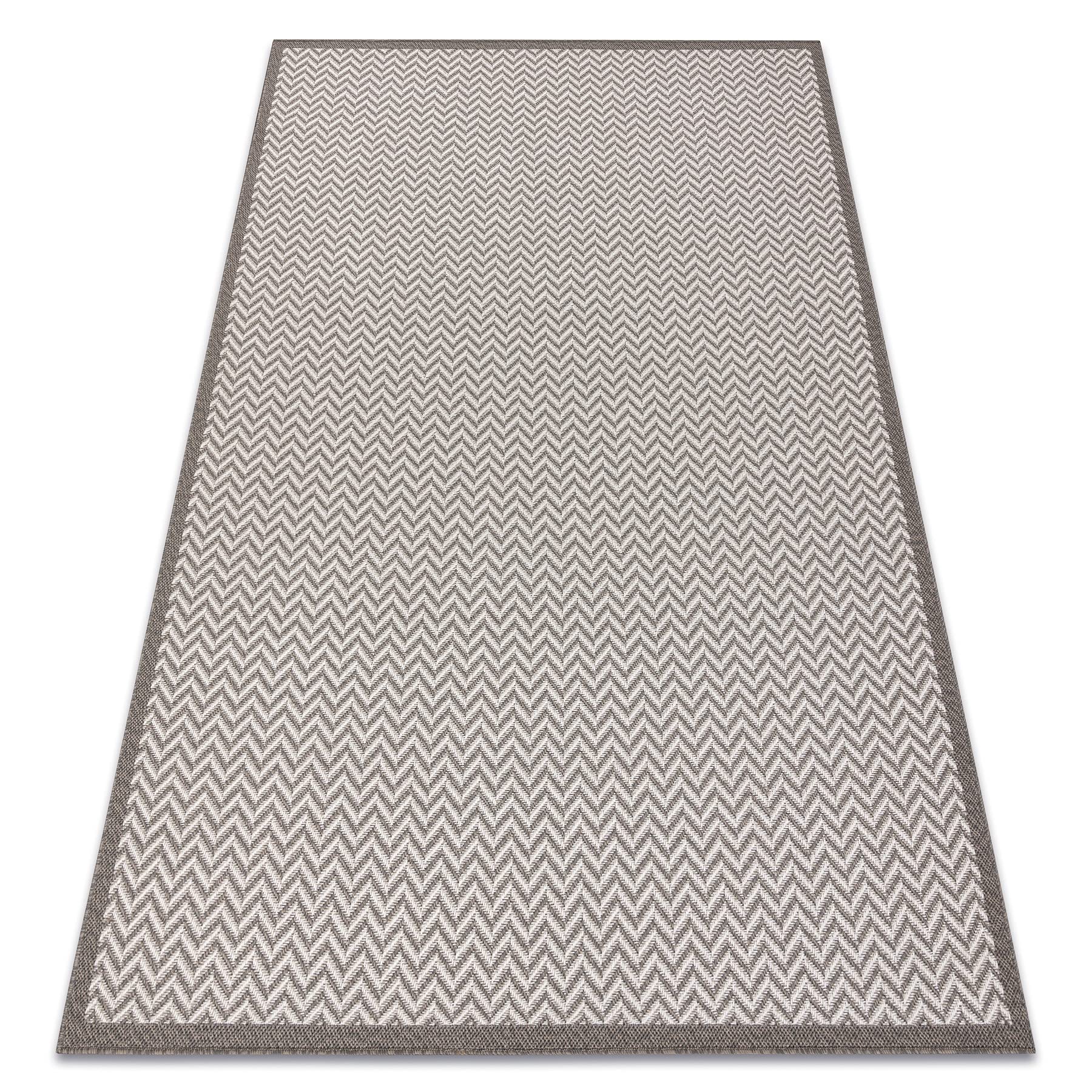 rugsx Tapis SISAL BORDERO Intérieur & Extérieur, Tissage à Plat, pour Chambre/terrasse/Balcon, crème/Taupe 120x170 cm