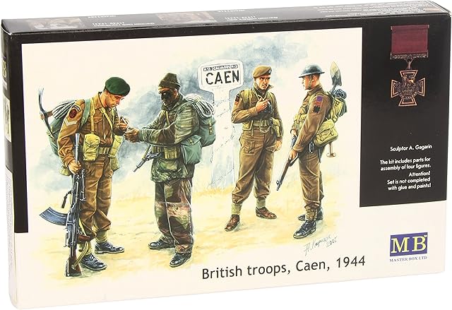 Masterbox 1:35 Scale British Troops Caen 1944 Figure, 13 x 13 x 38 millimetres