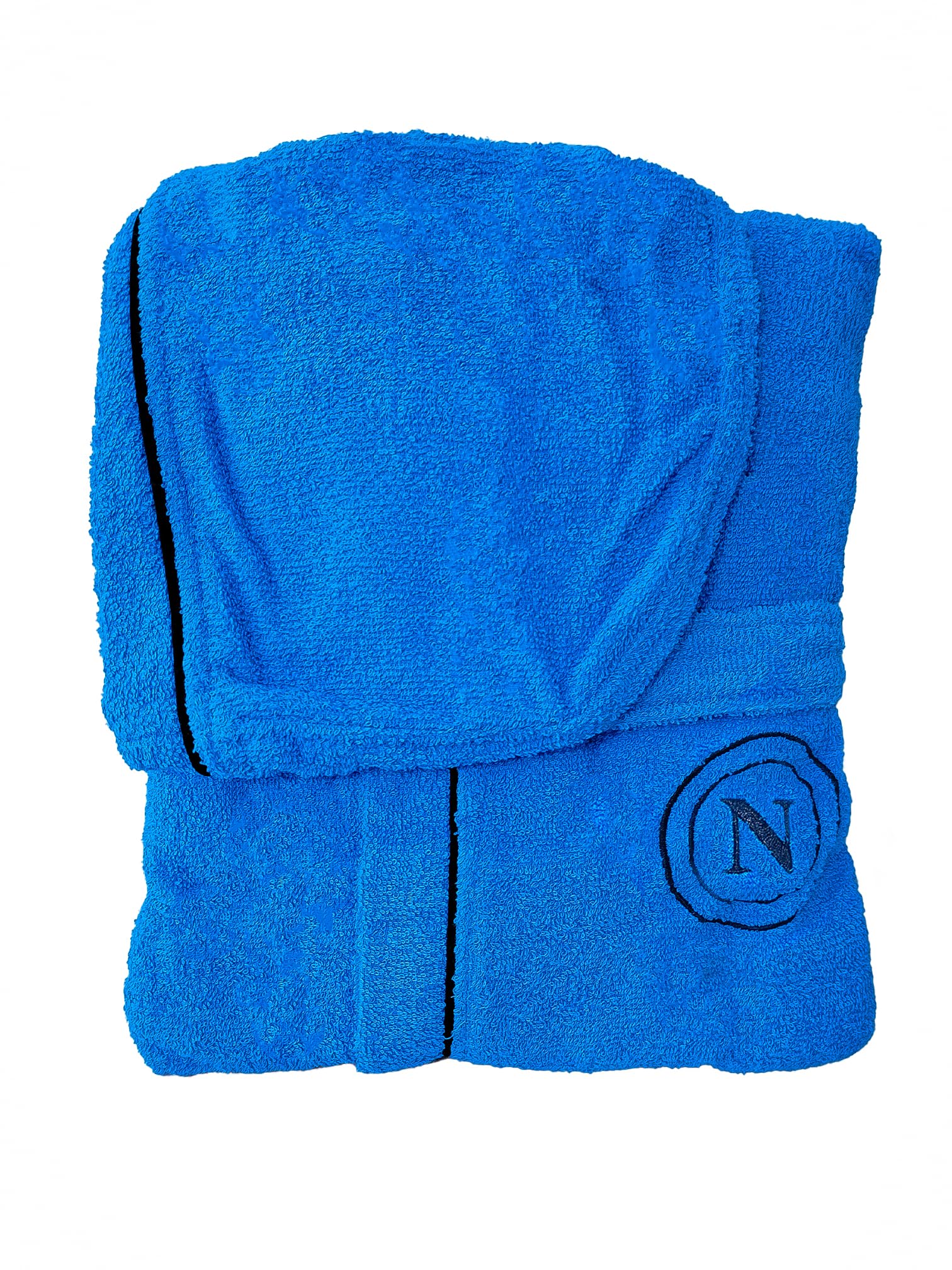 SSC Napoli, Accappatoio In Microspugna Adulto Con Cappuccio, 100% Cotone, Busta Salvaspazio, Prodotto Ufficiale, Azzurro
