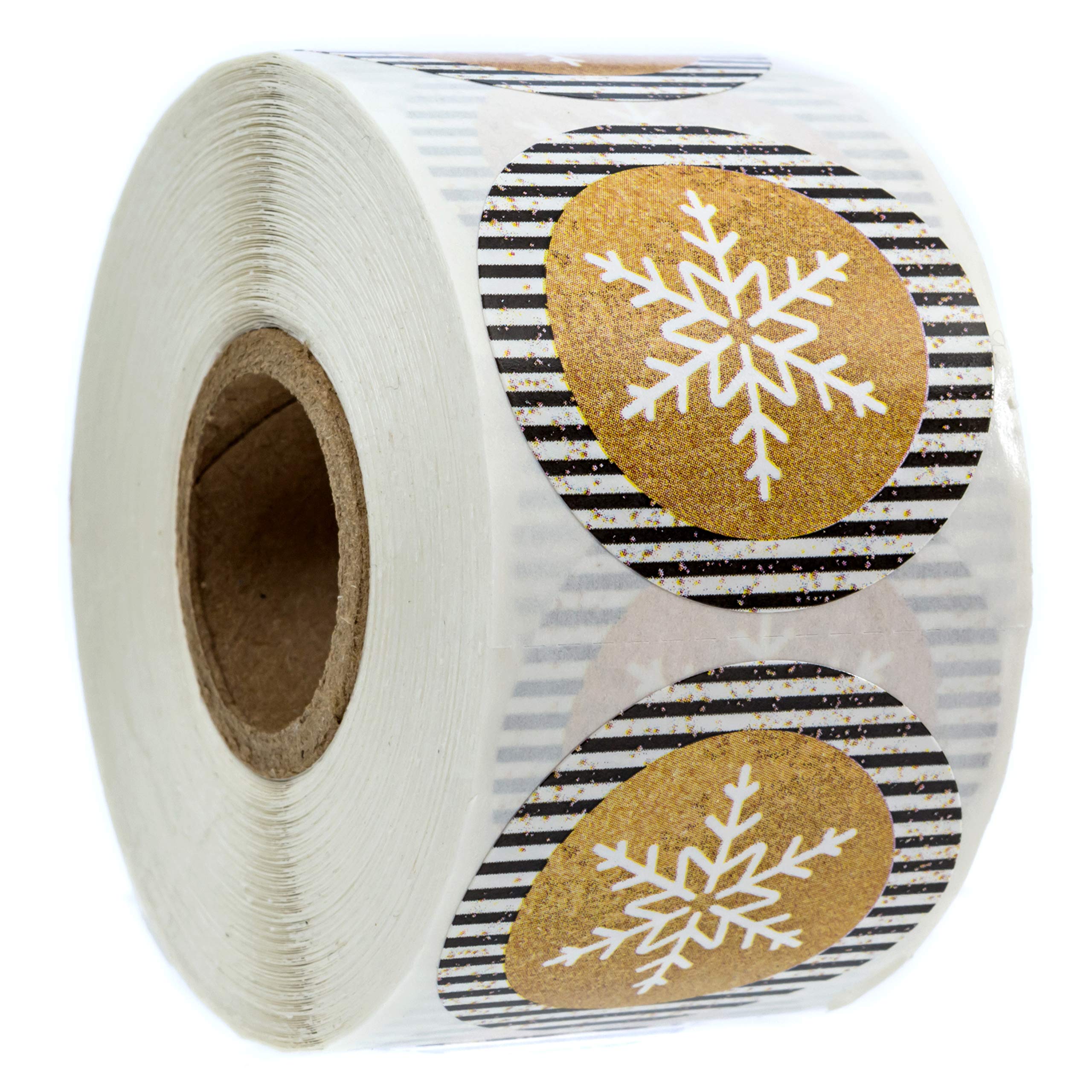 Weihnachtsaufkleber Schneeflocke, Schwarz/Gold, 500 Stück