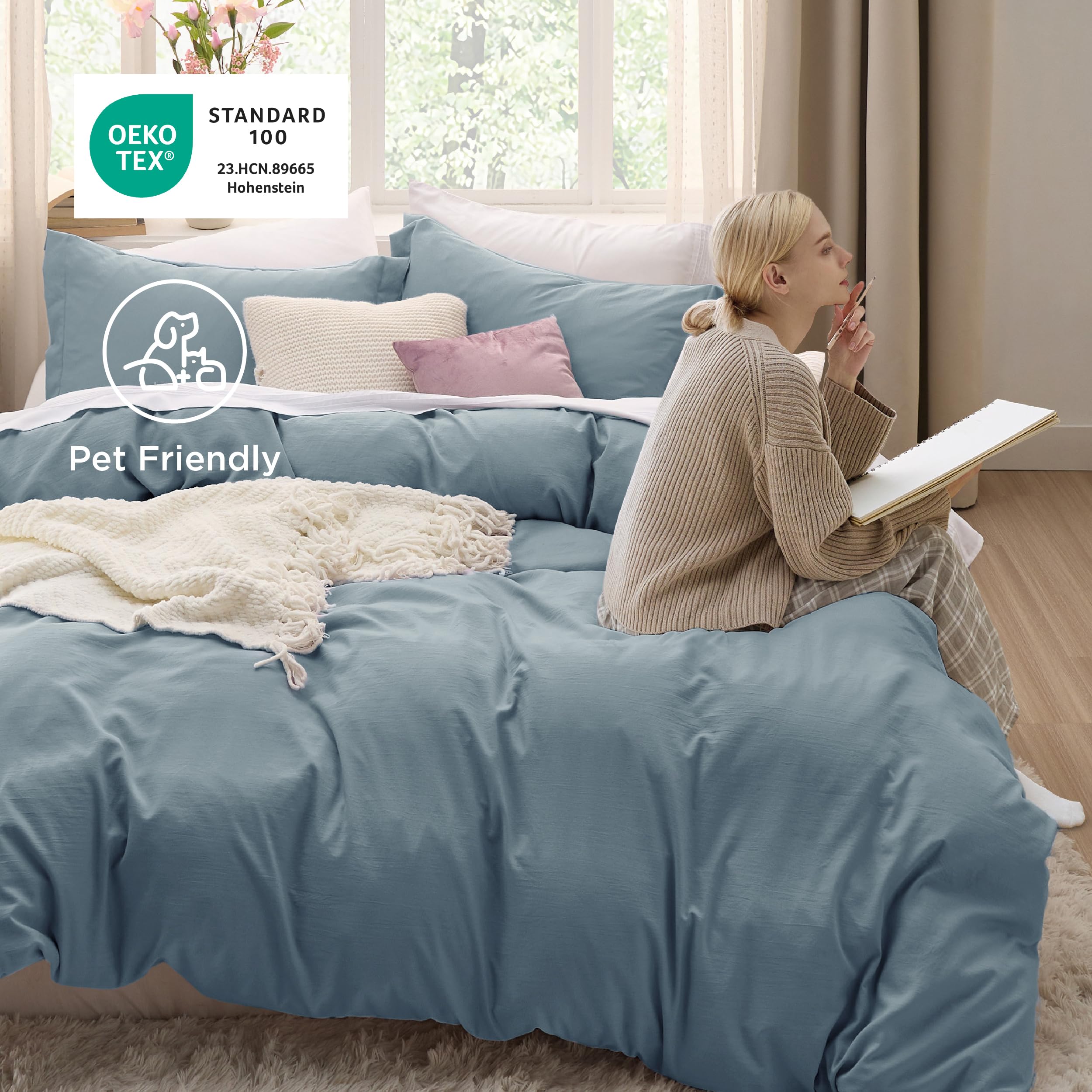 Amazon.co.jp: Bedsure 掛け布団カバー クイーンサイズ しわ加工