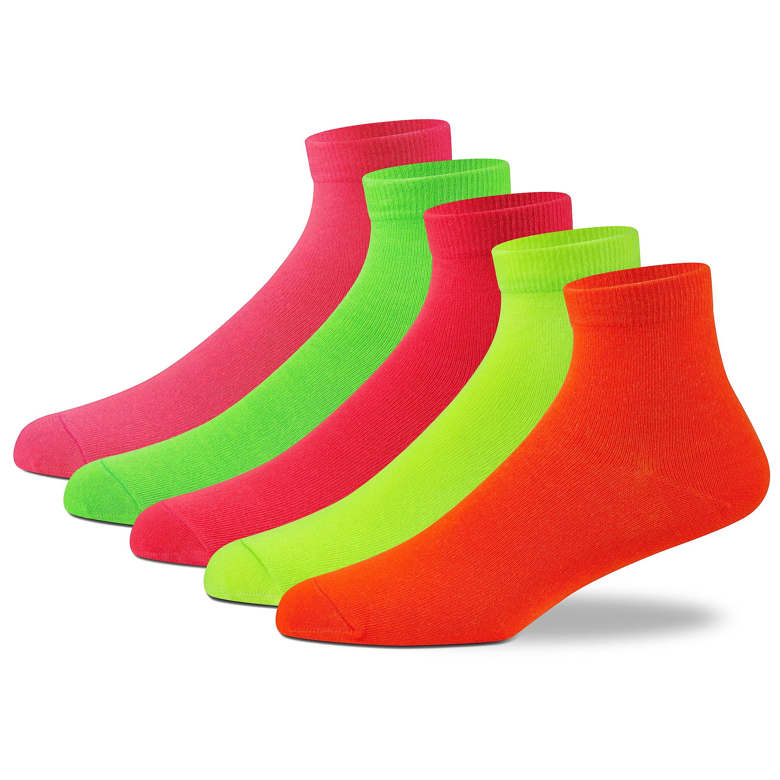 Women's Ankle Length Pack of 5 NEON Polyester Socks