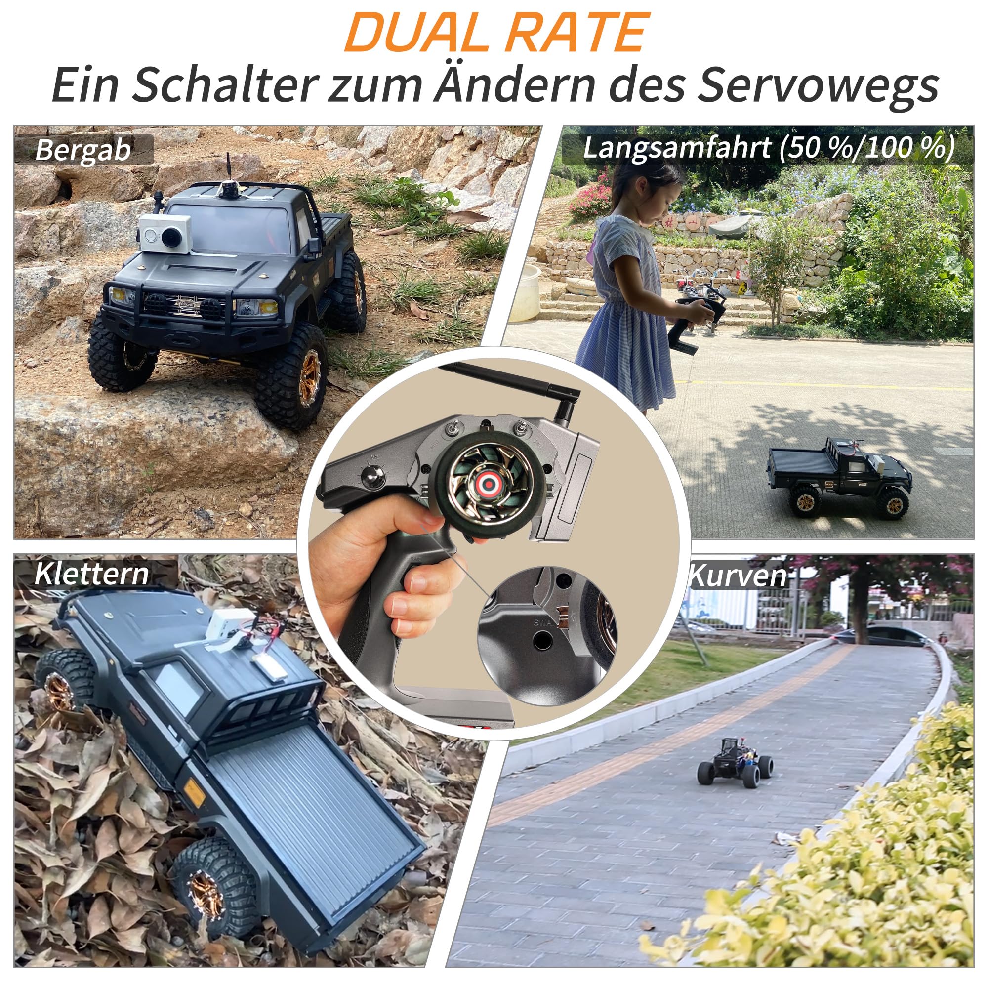 Radiolink RC6GS V3 7 Kanäle 2.4GHz RC Sender mit 2 Stück Empfängern R7FG, Gyro Telemetrie integriert, Dual Mix programmierbar für RC Auto Truck Buggy Crawler RC Boot(Englisches Menü)