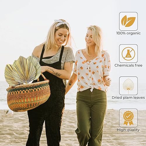 Miniatura 2 de 2 hojas de palma de color dorado + 2 piezas de color natural