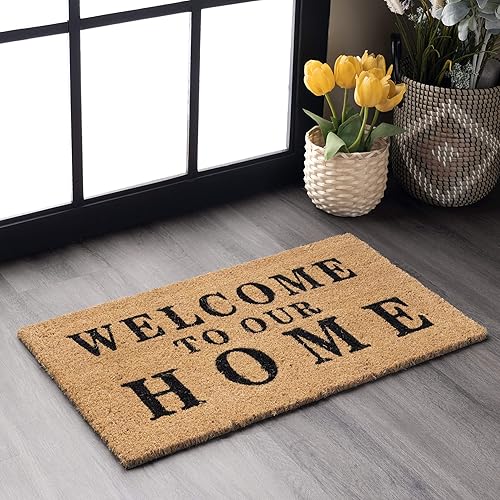 Miniatura 9 de nuLOOM Felpudo de fibra de coco Leave Your Shoes and Worries, 1x2, natural