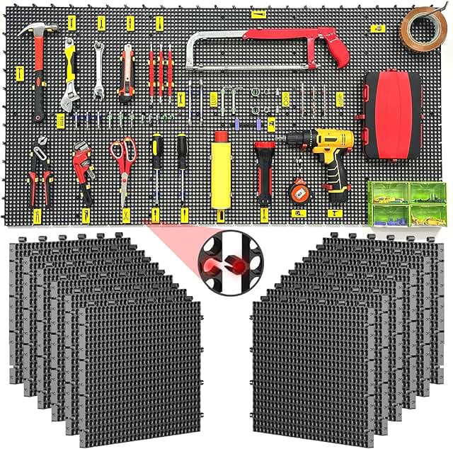 12 Black Plastic Peg Board Set Contains 428 Accessories, High Load-Beari...