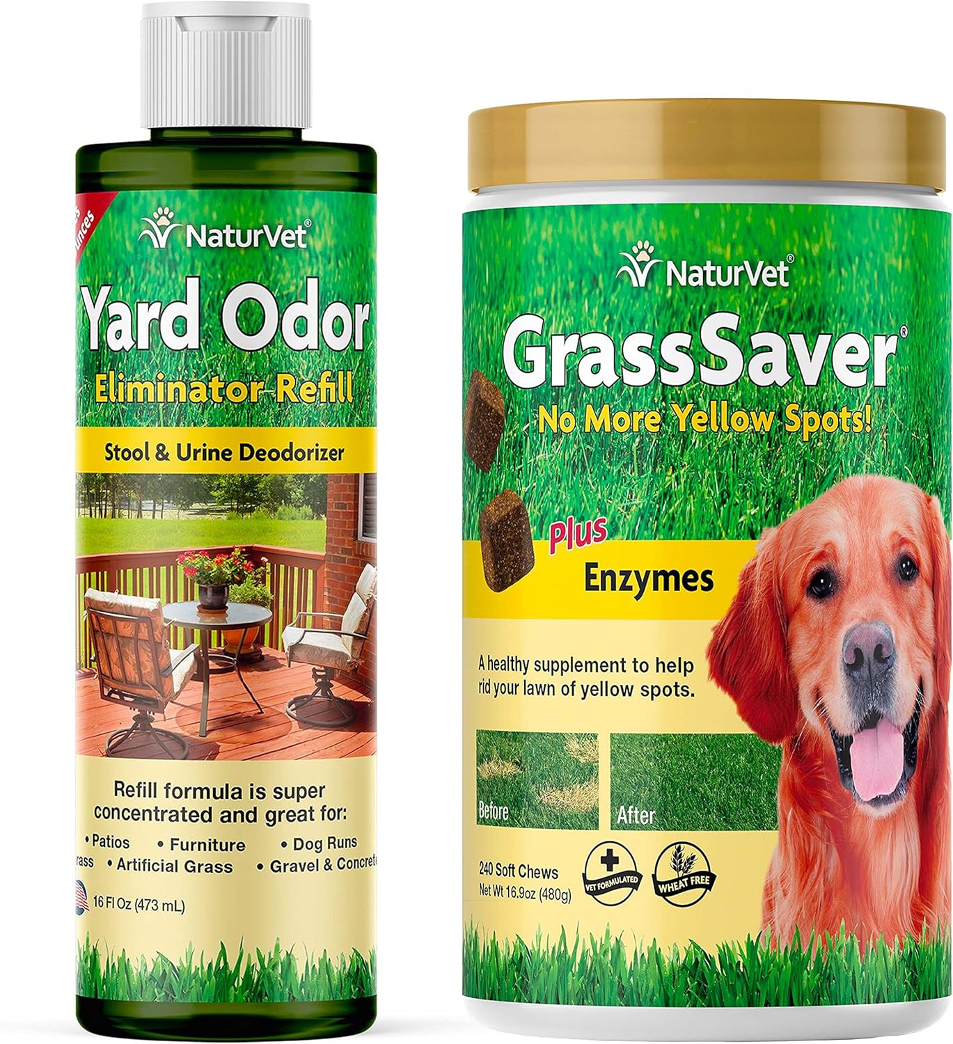 NaturVet GrassSaver 240 Ct & Yard Odor Eliminator Plus16oz