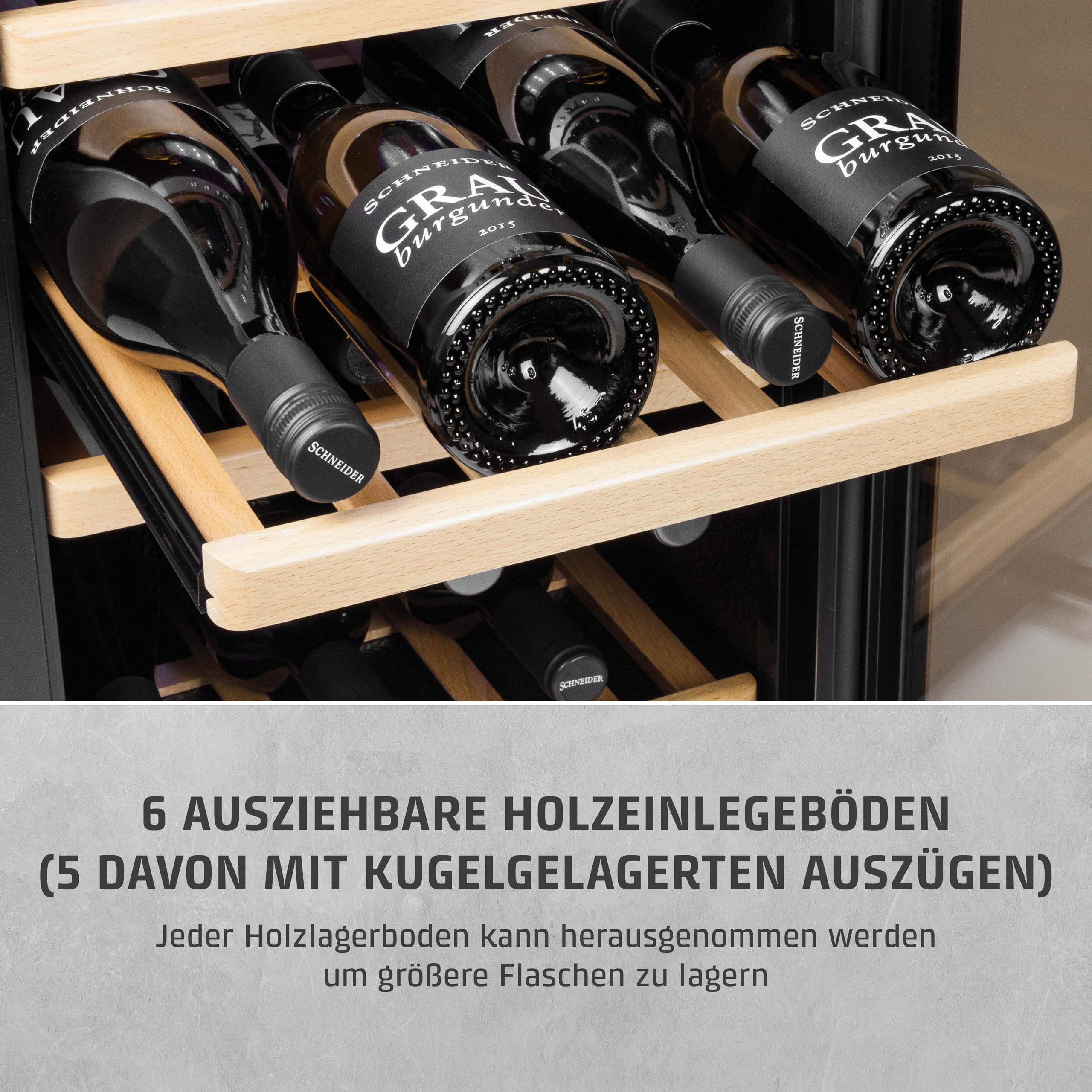 Caso WineExclusive 24 Smart - Design Weinkühlschrank, bis zu 24 Flaschen, Zwei getrennte Temparaturzonen einstellbar von 5°-20°C, LED beleuchtet, mit Wi-Fi Modul und App