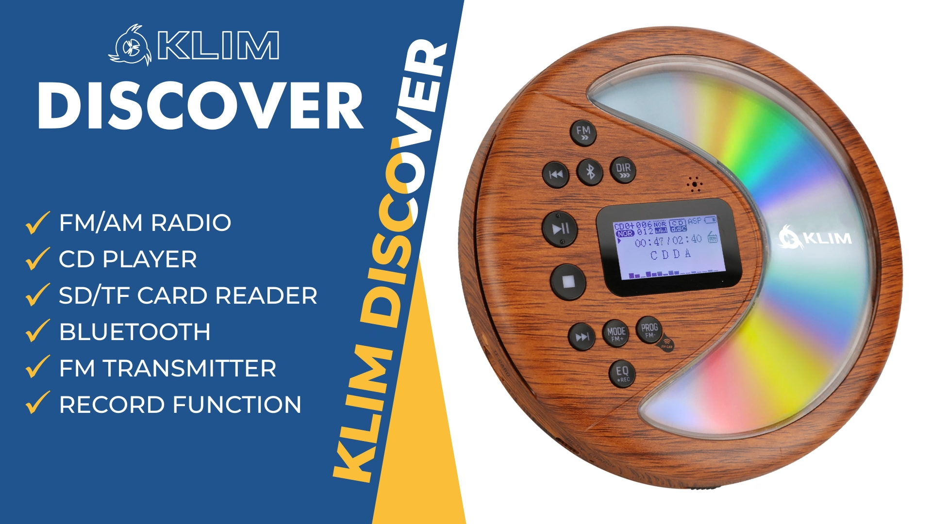 Amazon.com: KLIM Discover Wood + Portable CD Player Walkman with