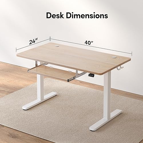 Miniatura 60 de FEZIBO Escritorio de pie con bandeja para teclado, altura ajustable de 40 x 24 pulgadas, con ajustes preestablecidos de memoria para oficina en