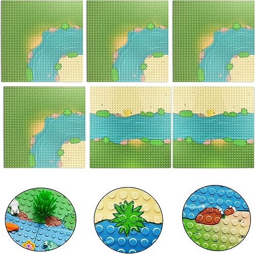 Miniatura 2 de TACYILLU Paquete de 6 placas base con patrón de ríos de pastizales de 10 x 10 pulgadas, placa base de ladrillo de construcción ajustada con las