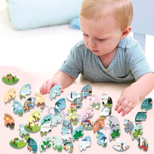Image of Eco Friendly Materials Wooden Learning Toys Puzzle for Brain Training /jorky Cutting Puzzle for Home /School /Non-Toxic /Education Memory Games for Baby Boy and Girl (JKSEAANML1)