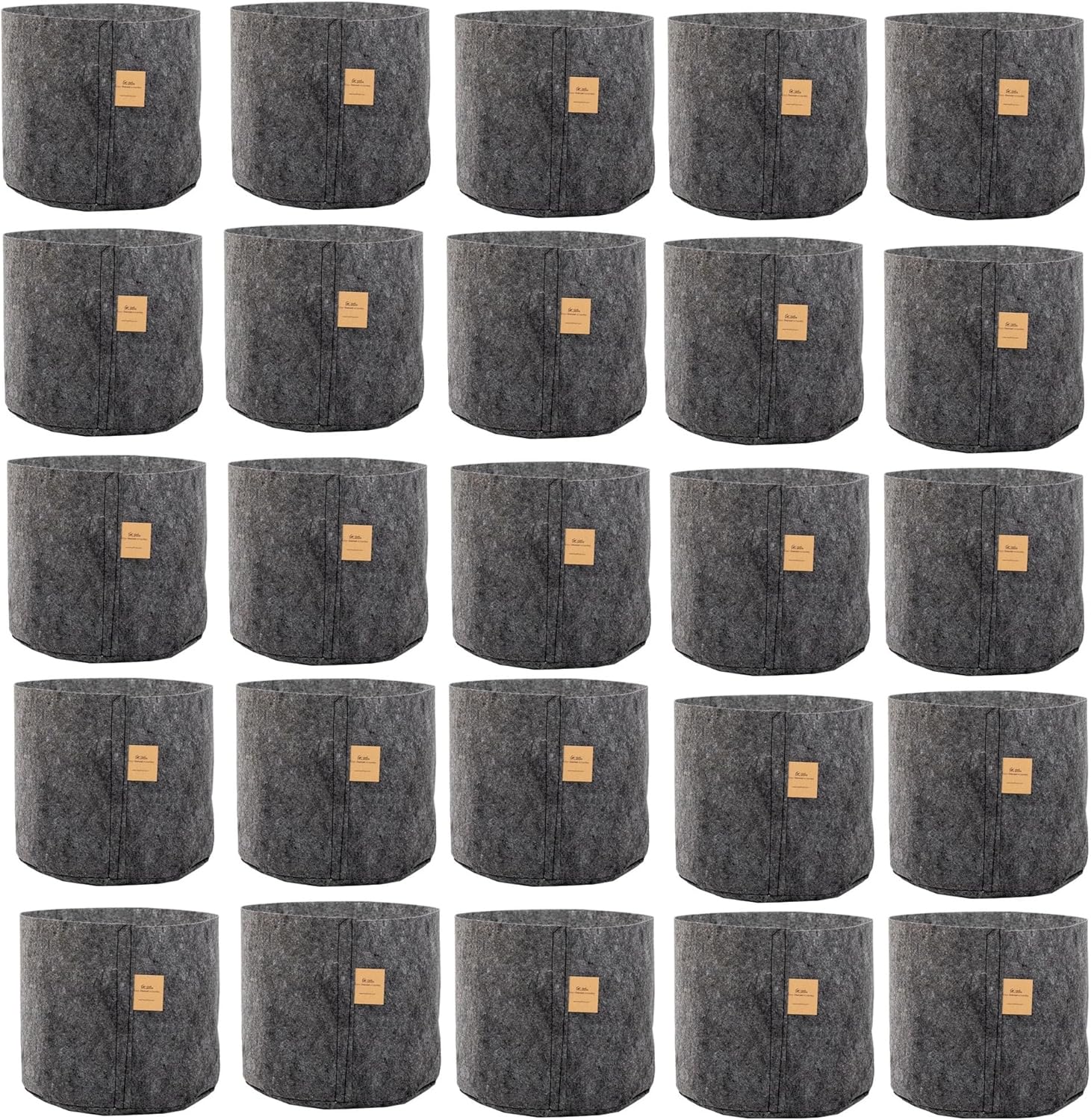 Root Pouch 25-Pack 2 Gallon, Charcoal Fabric Plant Pots