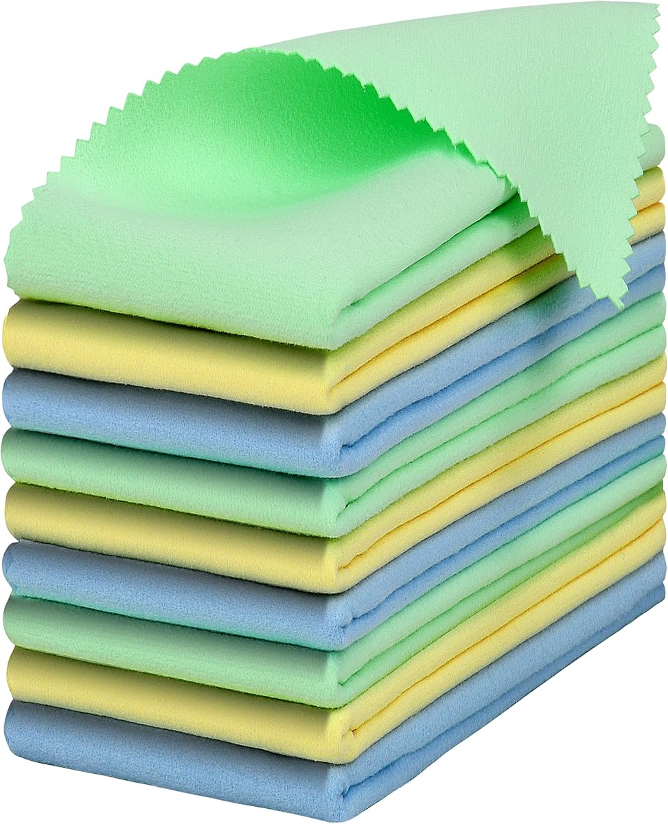Paquete de 9 paños para guitarra, 12.0 x 12.0 in, paño de limpieza de gamuza de microfibra para instrumentos musicales, paños de pulido de felpa para guitarra, violín, piano, clarinete, trompeta, saxo, universal