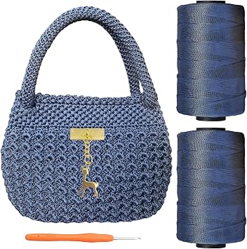 SHENJILL Phoenix Tail Bag Crochet Kit for Beginners Hand Bag Crochet Kit with Step-by-Step Videos and Written Instruction Crocheting Kits for Adults Easy Starter Yarn for Crocheting Jeans Blue