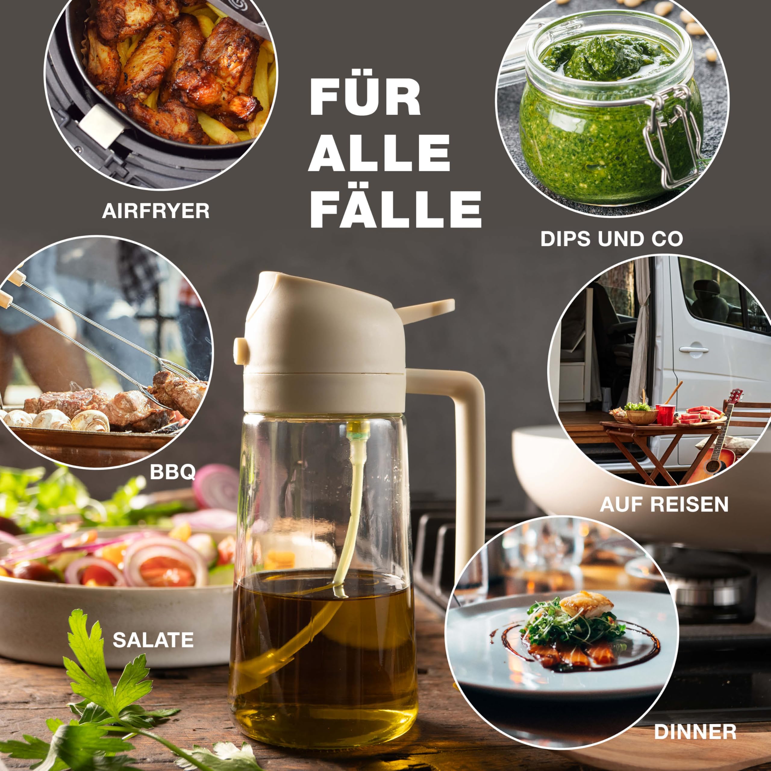 Moritz & Moritz Rozpylacz do oleju 470 ml – 2 w 1, rozpylacz i nalewak, delikatna mgiełka do oleju i octu, butelka z rozpylaczem wielokrotnego napełniania na patelnię, airfryer, grilla i sałatki