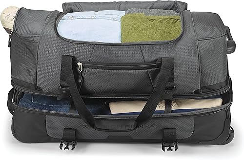 Miniatura 6 de High Sierra Bolsa de viaje con ruedas de 28 pulgadas, ligera y duradera, con asa telescópica empotrada, capacidad de 64 L, color negro