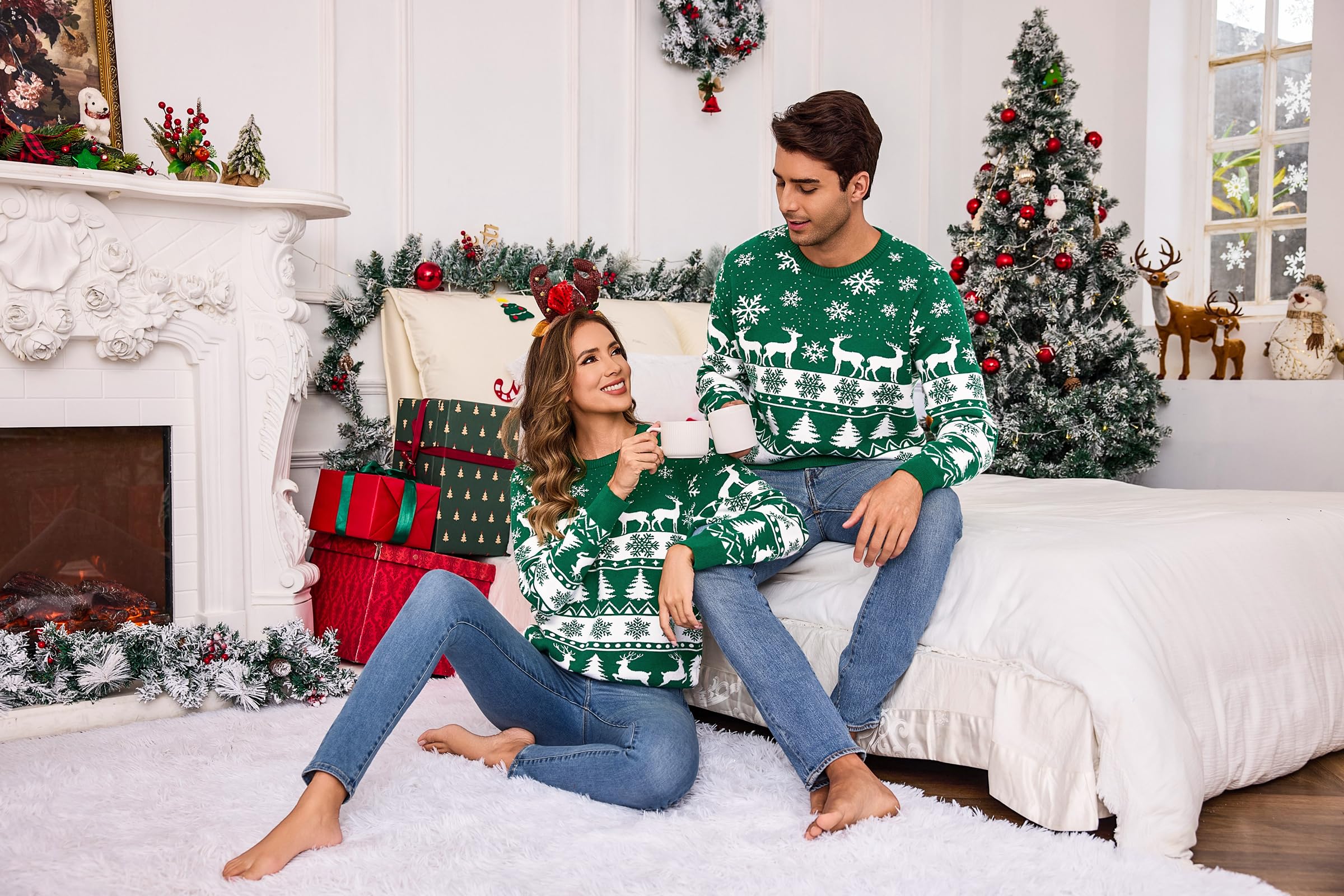 Totatuit Jersey de Navidad para Hombre y Mujer con Motivos de Reno
