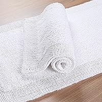 BeddingCraft 100% Cotton Reversible Bathroom Mat Set - Plush Absorbent Bath Rugs, Machine Washable, 2-Piece 17x24 + 21x34