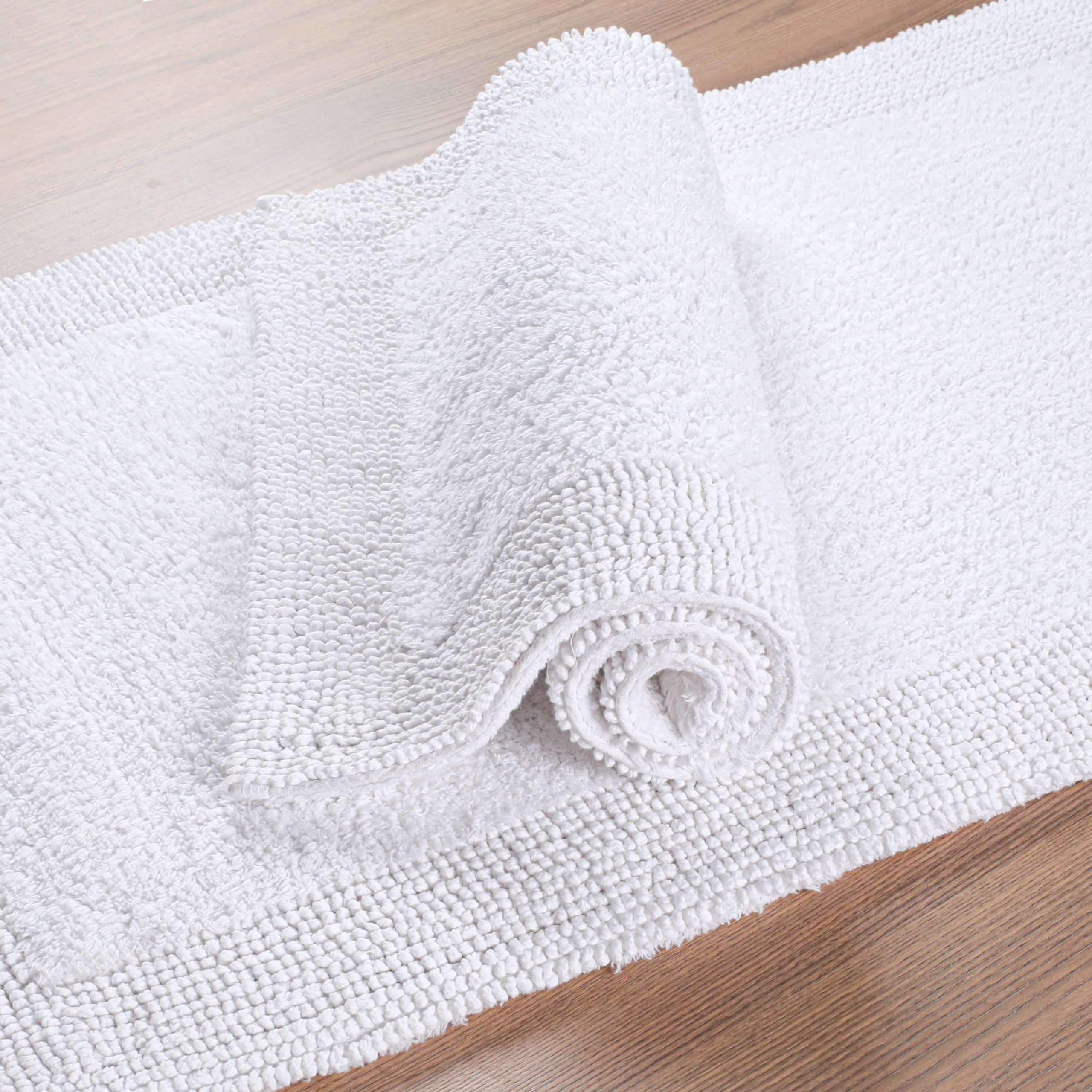 Bedding Craft Reversible White Cotton Bath Mat