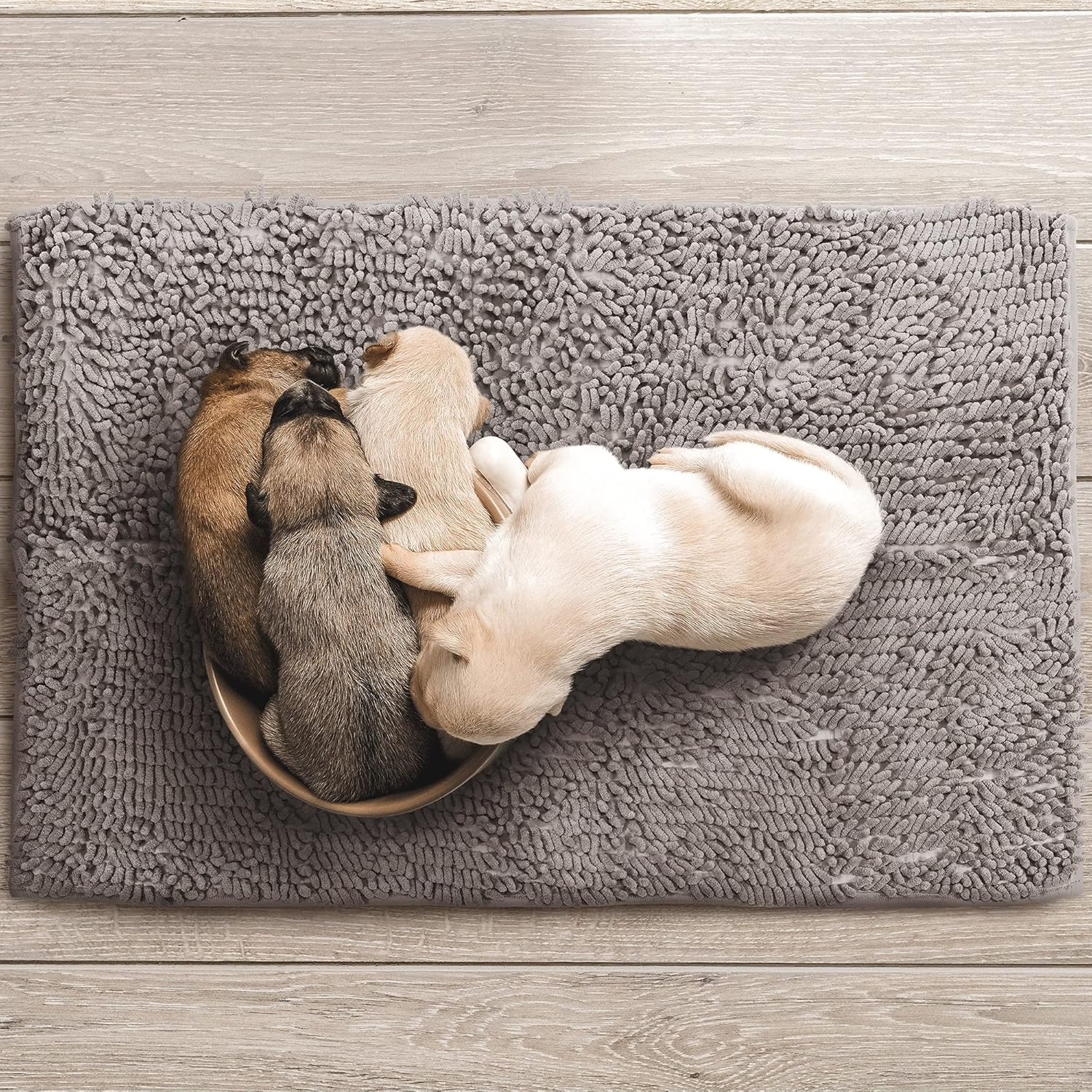 The Original Dog Door Muddy Mat - Indoor Floor Microfiber Chenille Paw Cleaning Pet Rug for Entryway to Clean Dog Feet - Coat Drying Durable, Absorbent, Machine Washable - Grey Color - 24 x 36 Inch : Pet Supplies