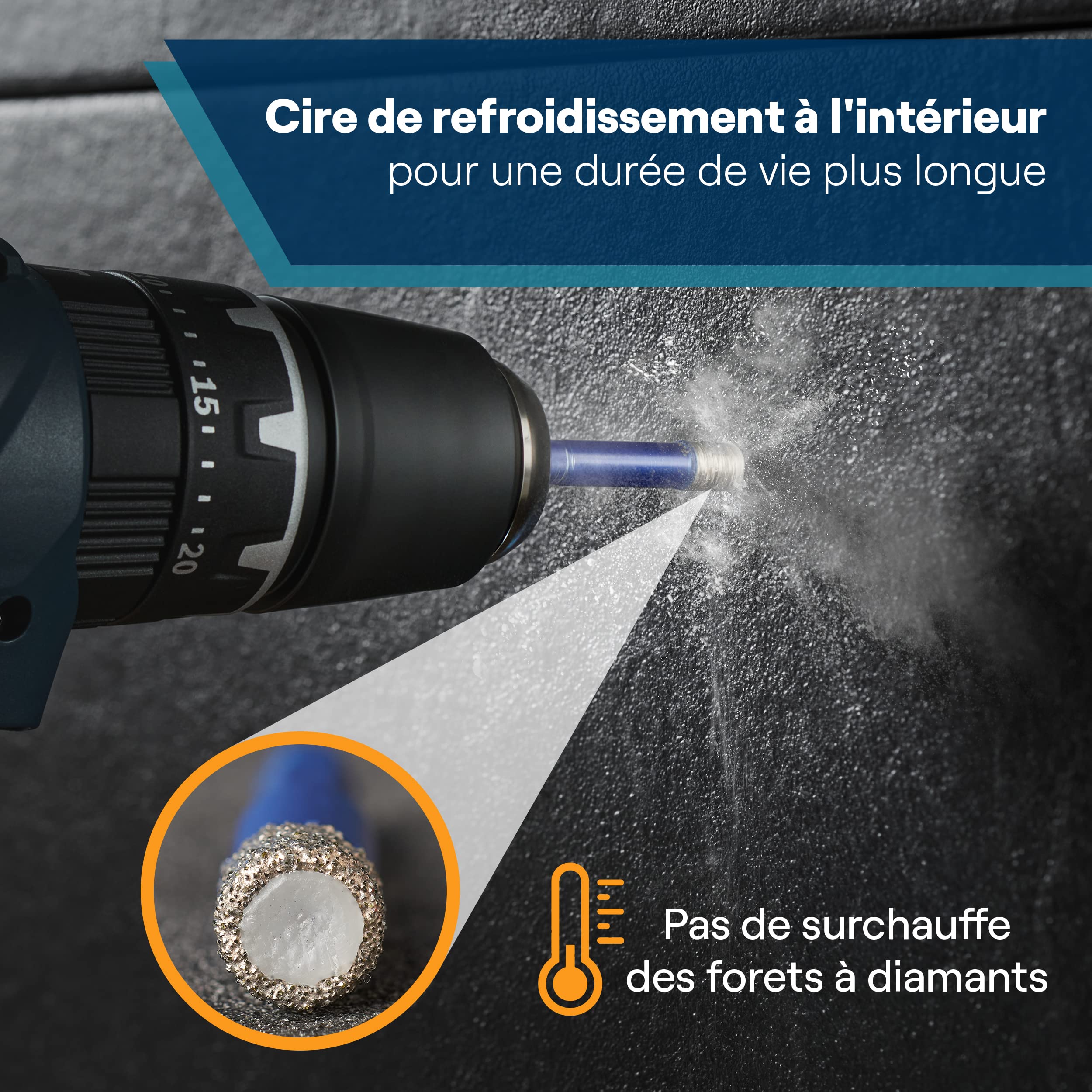 WERKSTEIN Jeu de forets carrelage avec forets diamant 6I8I10I12mm