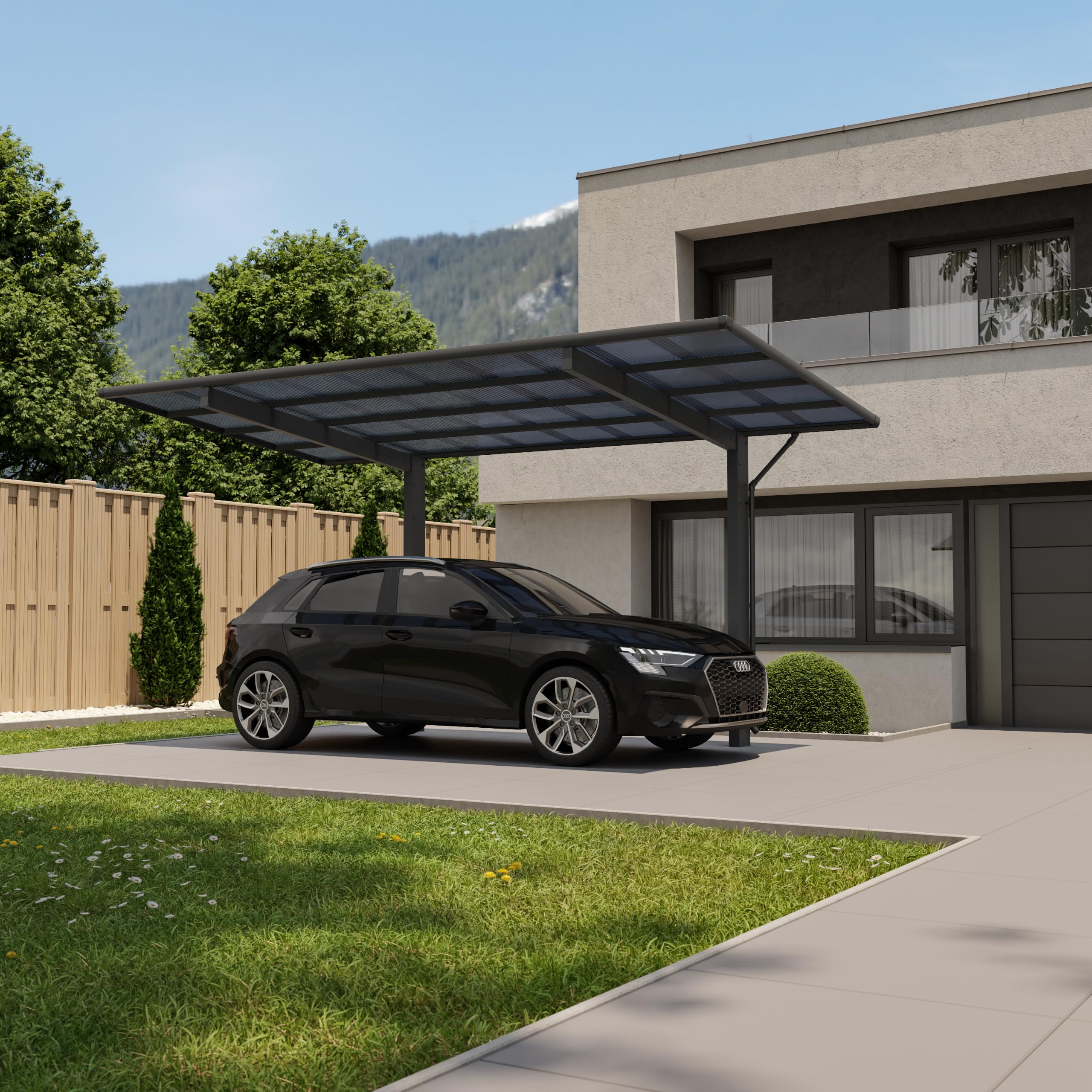XIMAX Wing Carport Anthrazit, 531 x 275 x 283 cm, Komplettbausatz