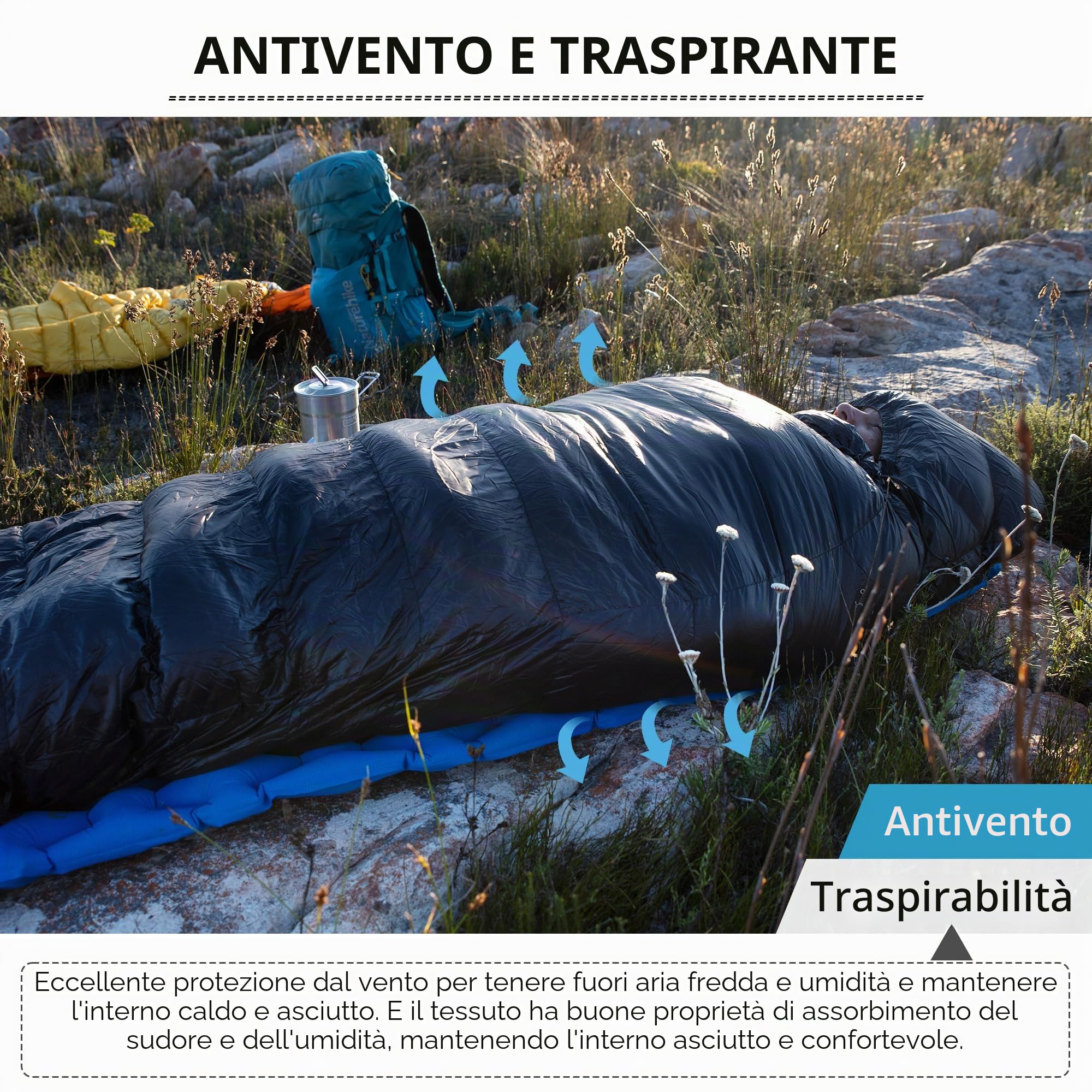 Naturehike Sacco a Pelo In Piuma d'Oca 750FP Sacco a Pelo In Piuma d'Oca Invernale Caldo 4 Stagioni Sacco a Compressione Speciale Da Campeggio Ultraleggero Portatile