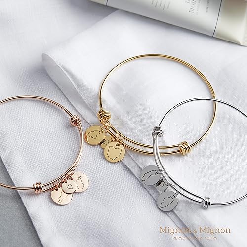 Miniatura 6 de Personalized Long Distance State Bracelet, Custom Relationship Jewelry, Best Friend BFF, Anniversary, Gift for Her  ABR-C-LDS