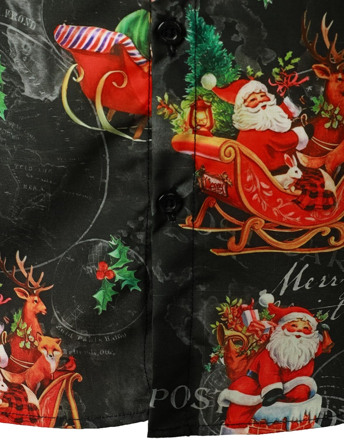 JOGAL Men's Christmas Shirt Santa Claus Party Flamingo Casual Hawaiian Shirts - Image 4