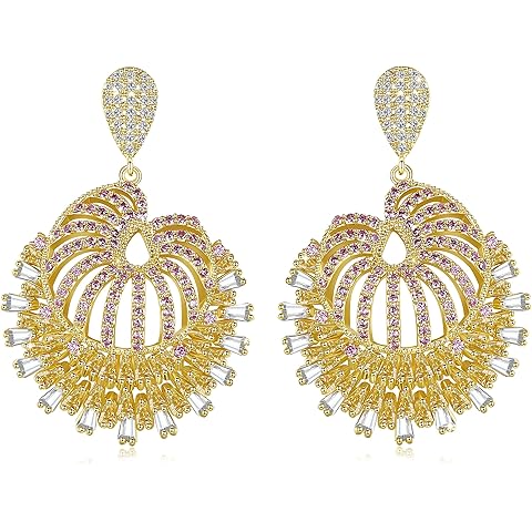 Zircon Gemstone Drop Dangle Earrings, Multi Color Created Sapphire Sparkly Evening ...