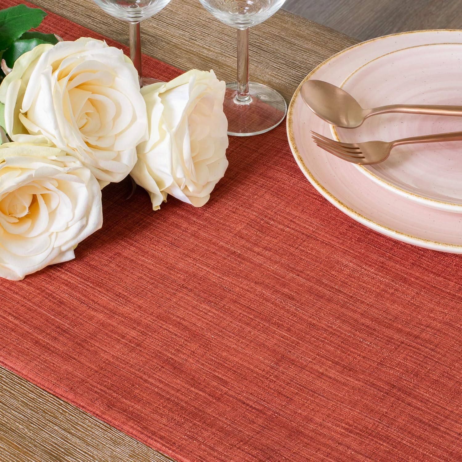 The White Petals Rust Round Table Runners (13x64 inch, Pack of 1) Fabric Lined | Properly Finished, No Fray Edges | for Home, Kitchen, Dining Room, Holiday, Wedding Party Décor
