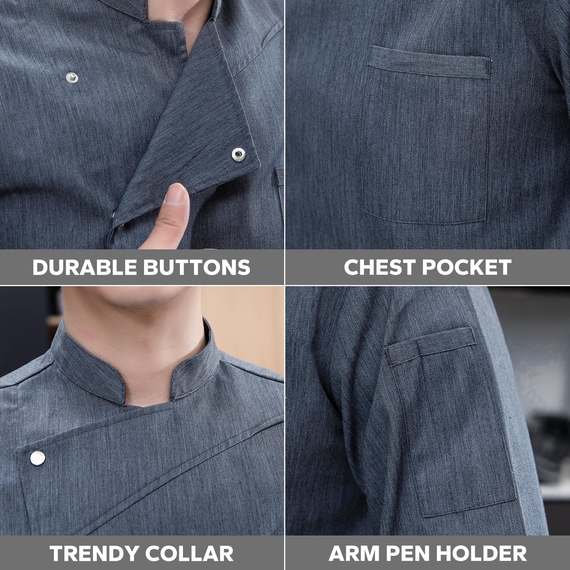 Ensemble De Chef Personnalisé Brodé, Veste À Manches Longues Avec Tablier, Uniforme Professionnel Pour Restaurant Hôtel Cuisine (Hommes & Femmes)