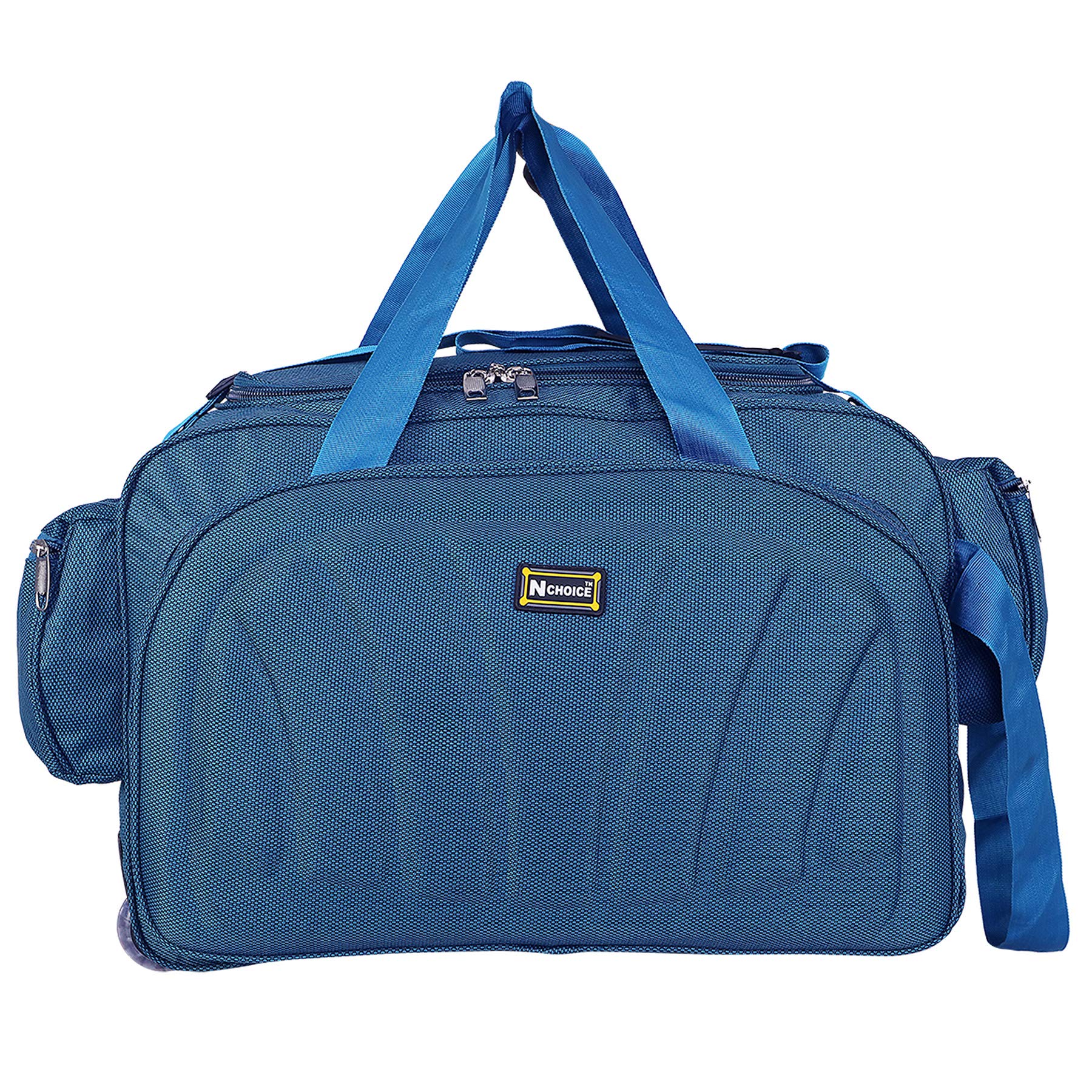 N Choice Unisex Polyester Waterproof Lightweight 40 L Luggage Travel Duffel Bag with 2 Wheels (Blue)