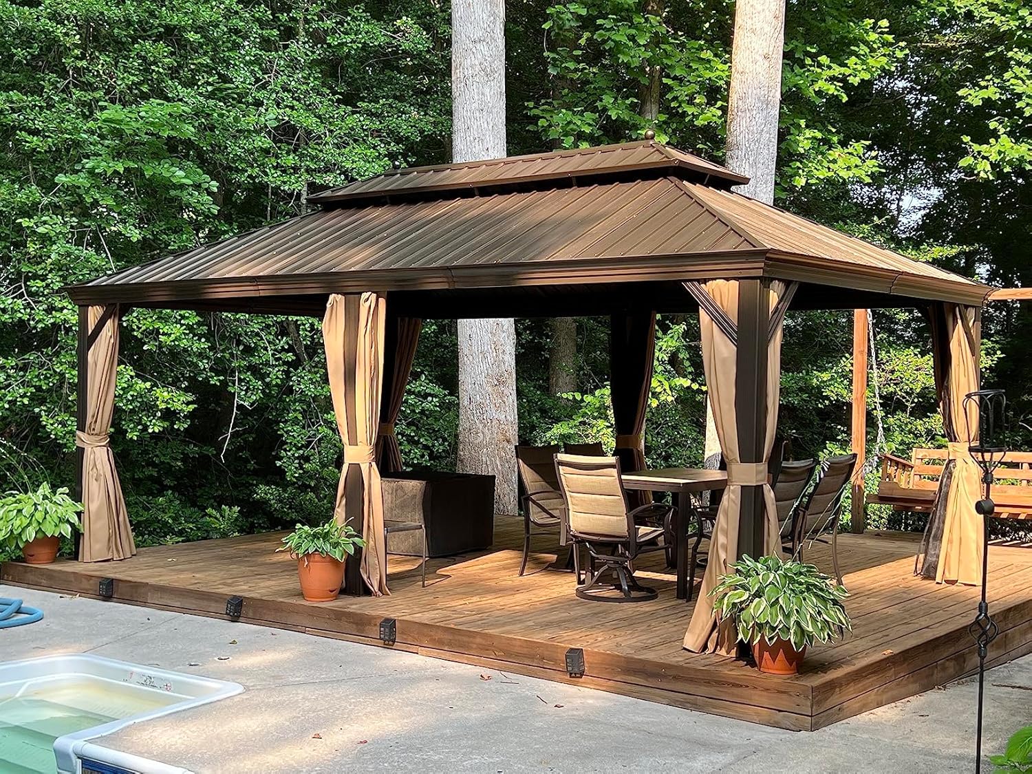 YOLENY 12'x20' Hardtop Gazebo with Galvanized Steel Double Roof