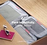 LeanTravel Compression Packing Cubes for Travel Organizers with Double Zipper, Grey, Medium, Travel
