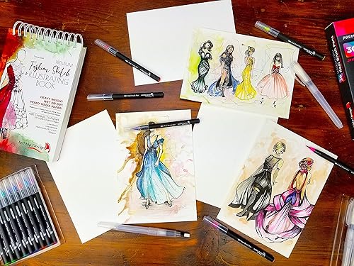 Miniatura 3 de Fashion Sketchbook 400 Figure Templates Premium Hardcover Heavy-Weight Multi-Media Paper 85x6 Travel Size