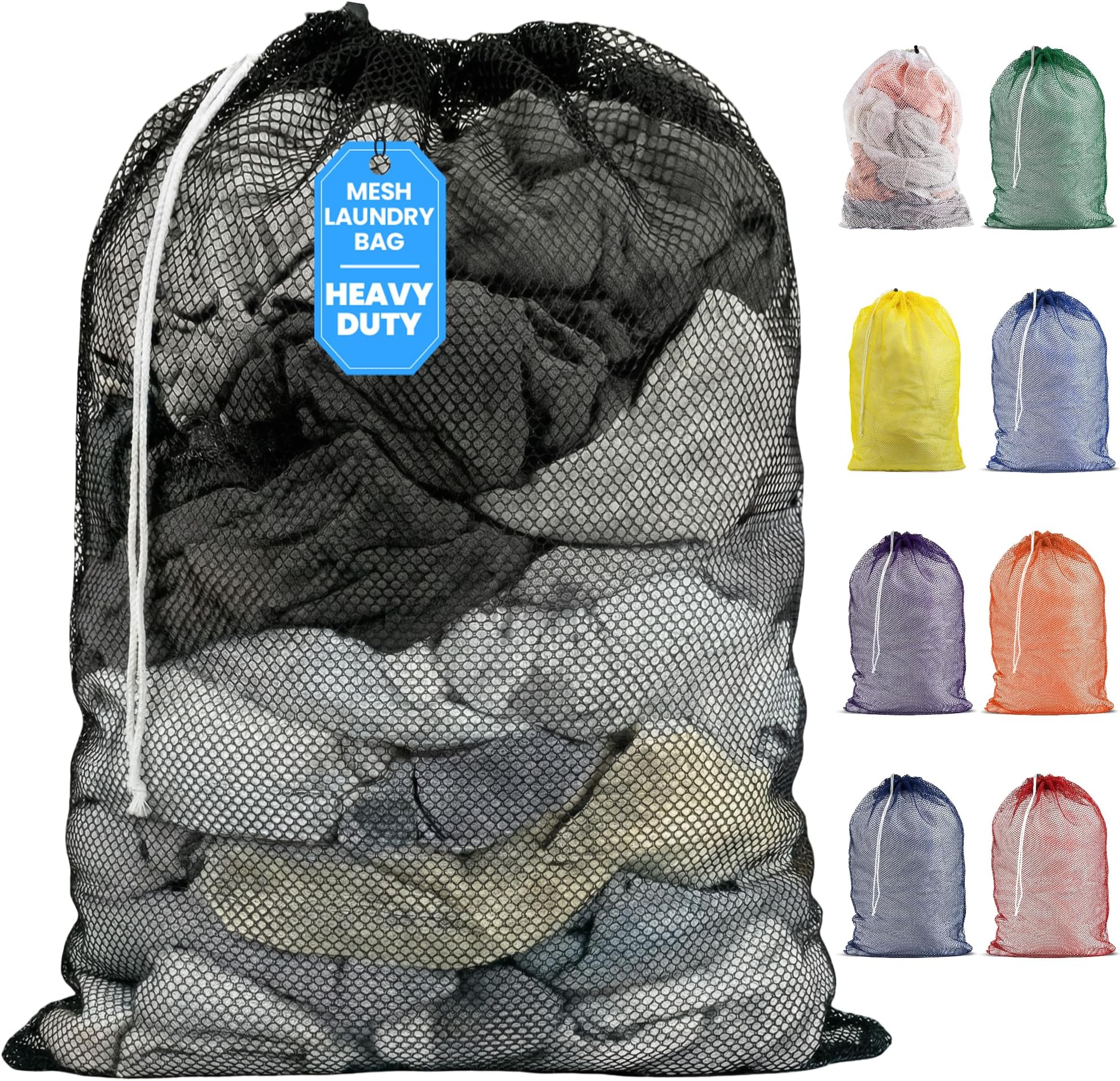 Handy Laundry Mesh XL Laundry Bag - Durable, Machine Washable with Secure Drawstring Closure - Perfect for College Dorms, Laundromats, Apartments (Black, Large 24" x 36")