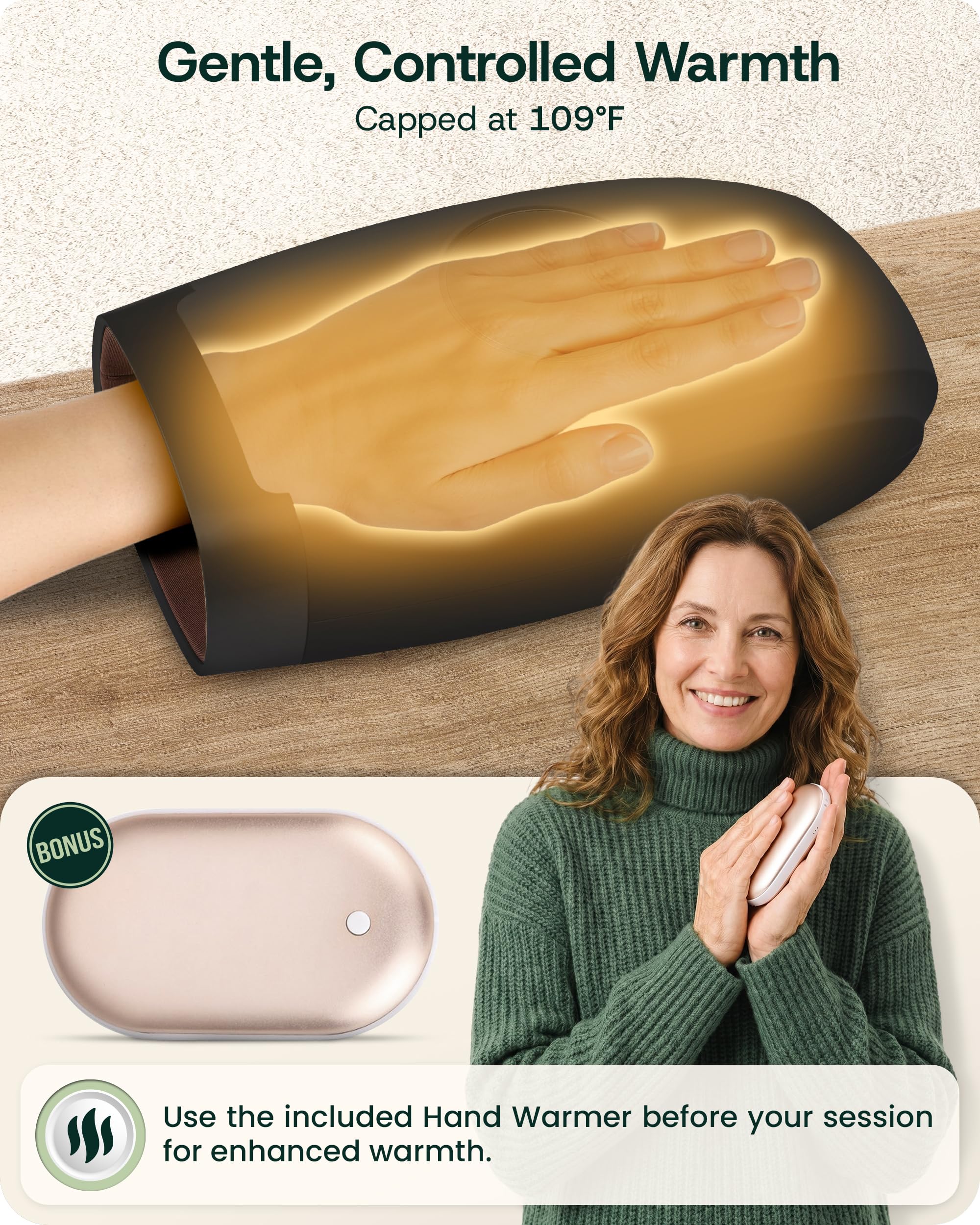 Lunix LX7 - Massaggiatore elettrico per mani con compressione, 4 livelli di pressione per artrite, sollievo dal dolore, tunnel carpale e intorpidimento delle dita, massaggiatore Shiatsu con calore