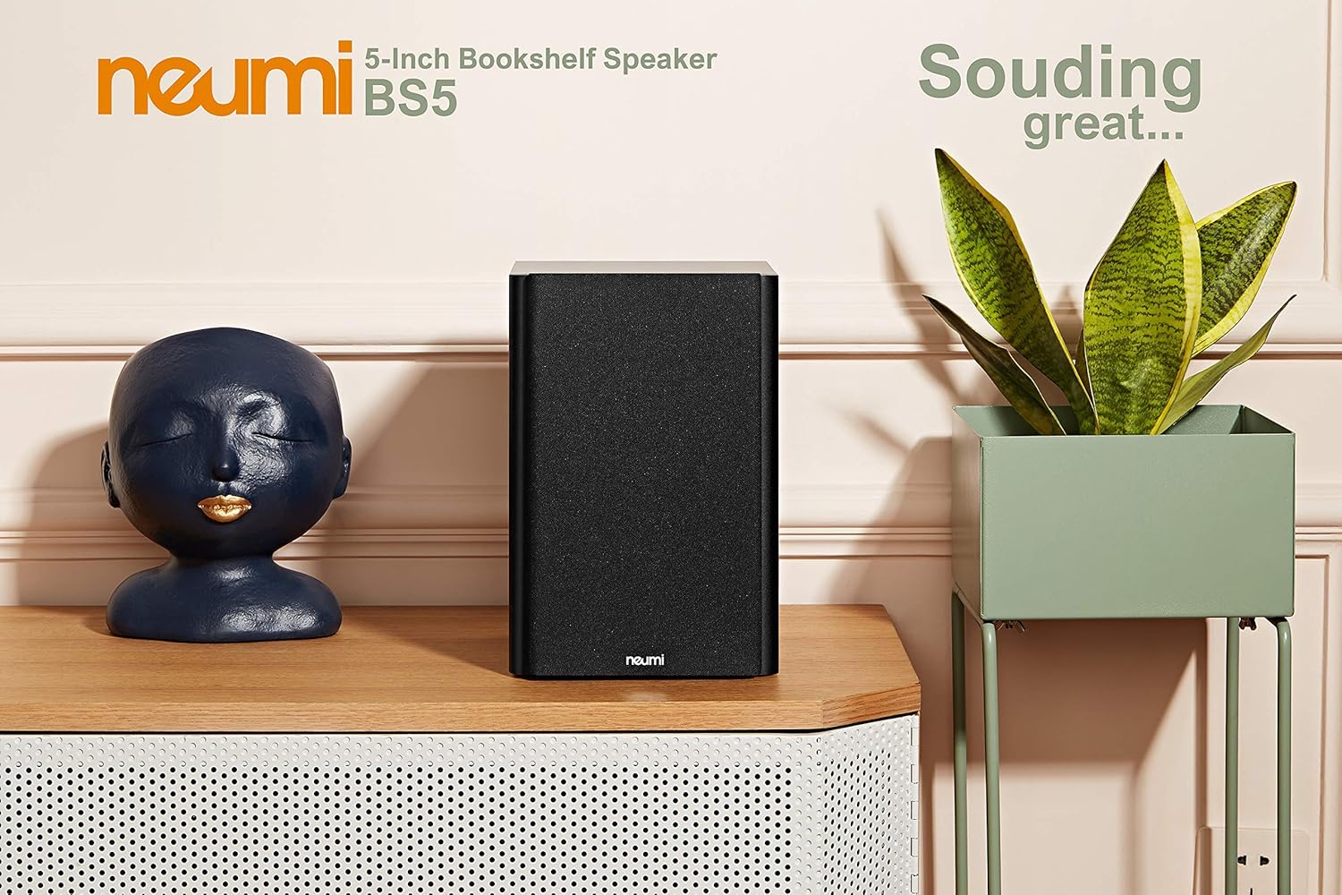 NEUMI BS5 Passive Bookshelf Speakers, 5-Inch Woofer, 1-Inch Tweeter, Dark Wood, 1 Pair (Renewed)