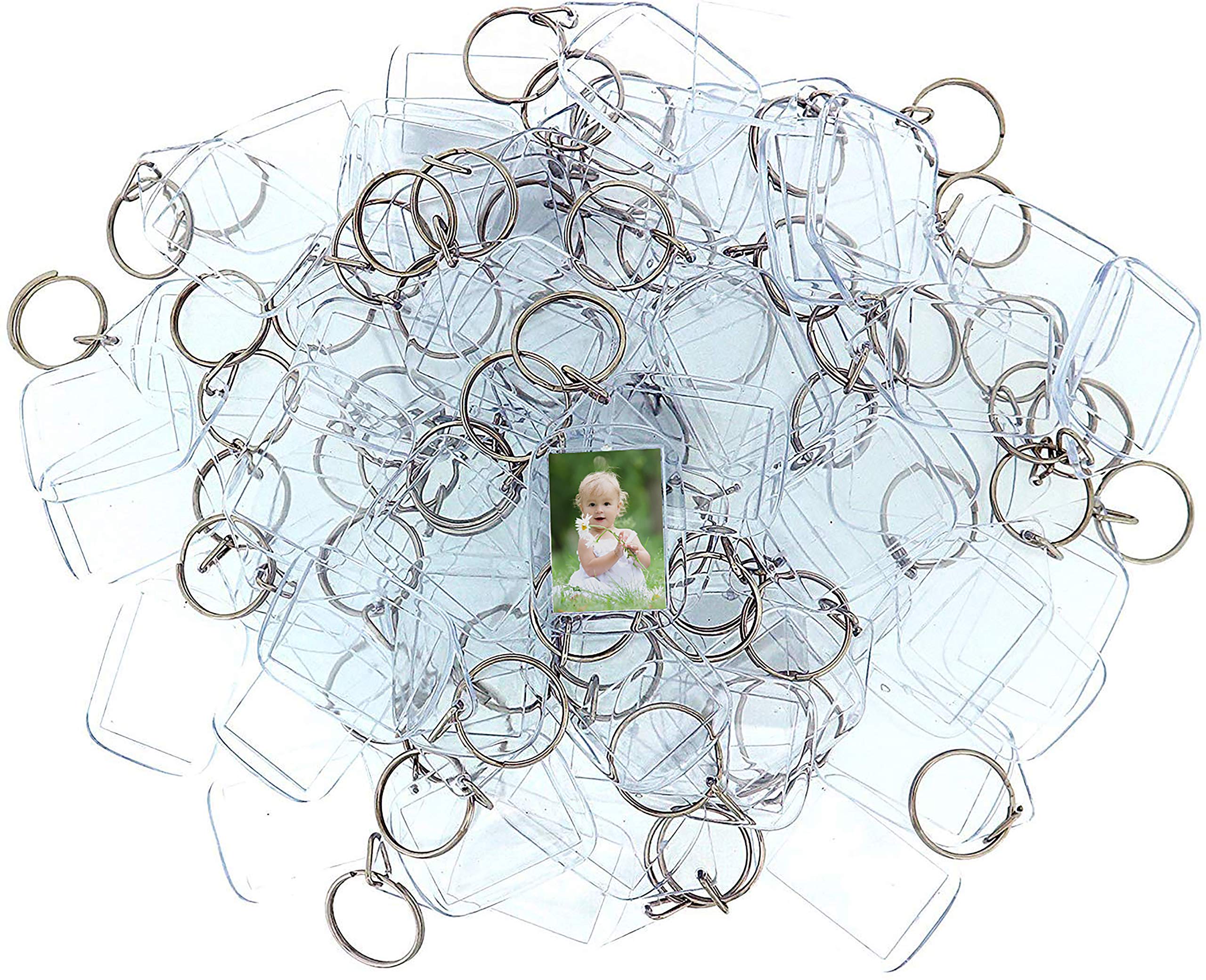 KurtzyClear Acrylic Photo Keychains - 3.2 x 5.4cm Translucent Blank Keyring - Wallet Friendly Key Ring for Custom Personalised Insert Pictures - Plastic Keychain Suitable for Men and Women