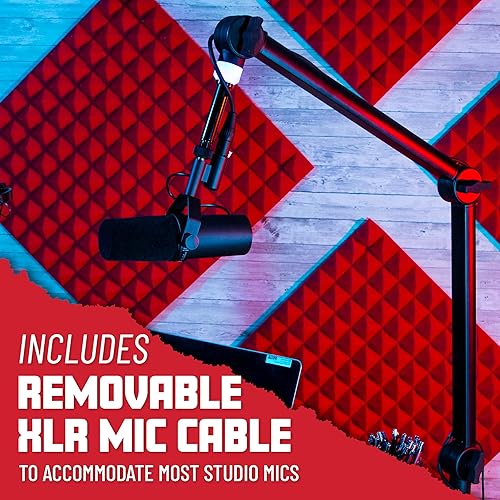 Miniatura 2 de Gator Frameworks Soporte profesional para micrófono de difusiónpodcast de escritorio con luz indicadora en aire, azul, violeta y rojo