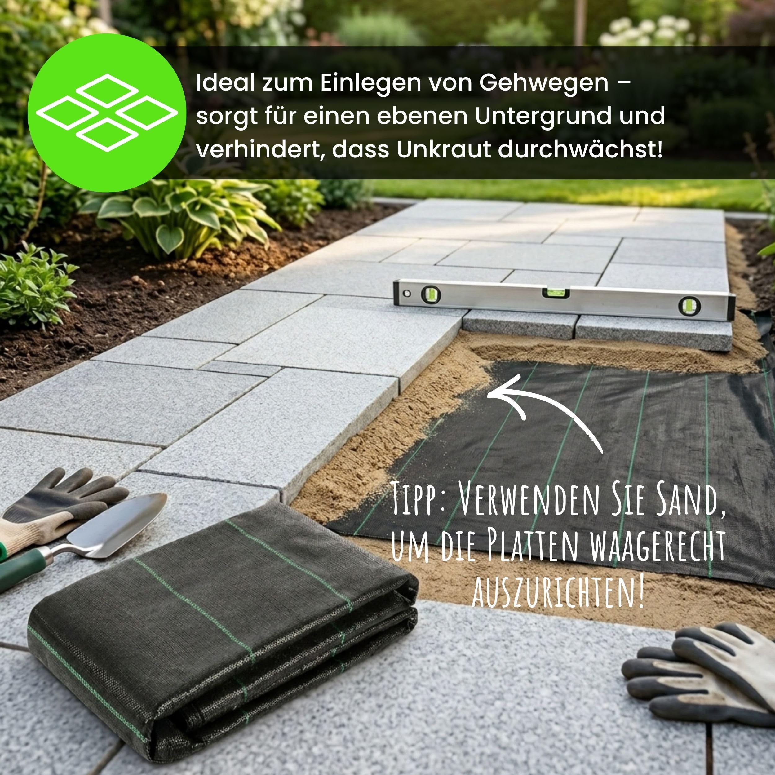 Green Thumbz Unkrautvlies Extra Stark - 1x25 m Unkrautvlies 100g/m2 - Optimales Gartenvlies, Hochbeet Folie, Unkrautfolie, Sandkastenvlies & Bodenschutzvlies zur Unkrautbekämpfung - Wasserdurchlässig