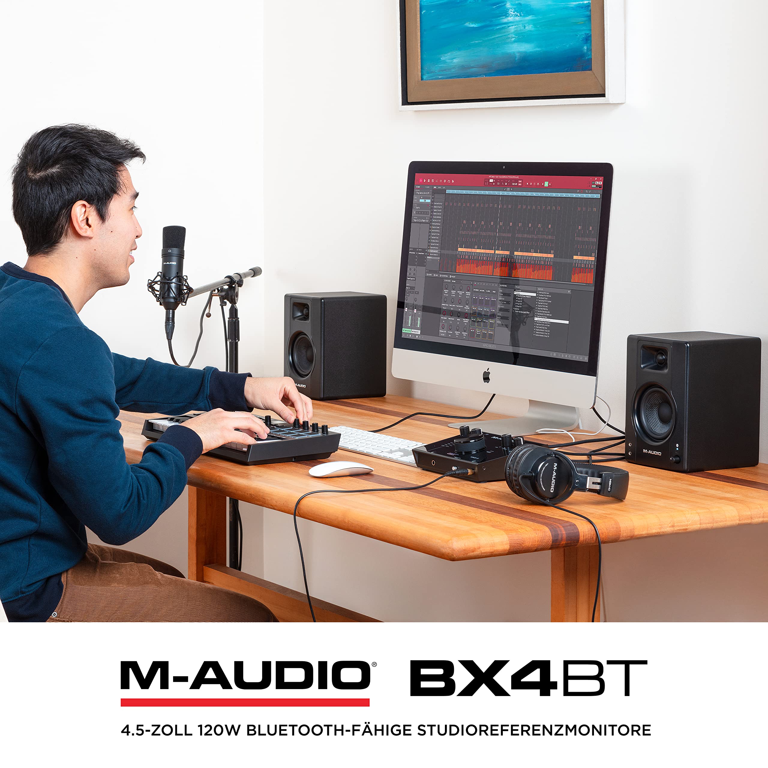 M-AUDIO BX4BT 4.5-Zoll Studio-Monitore mit Bluetooth High-Definition Monitor Lautsprecher Boxen für Recording und Multimedia, Paar