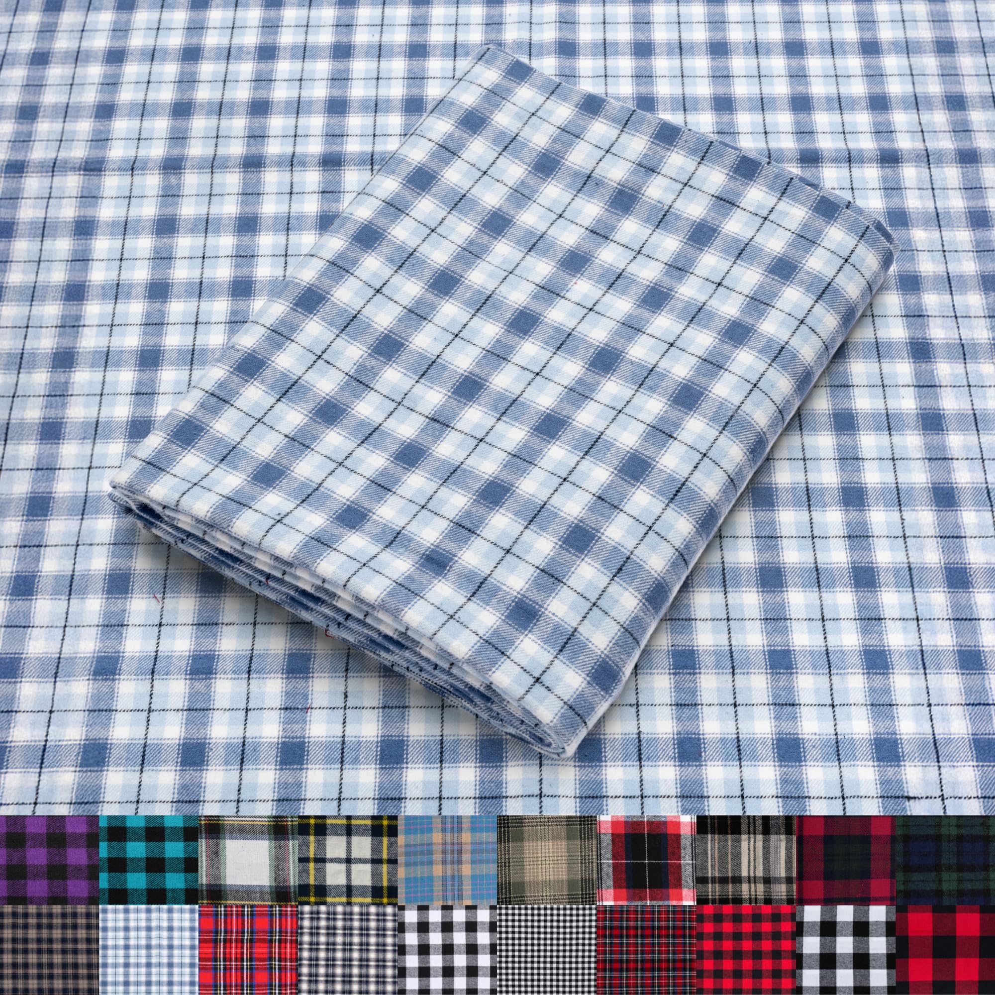 Pico Textiles 1 Yard Blue and Green Blackwatch Tartan Plaid Flannel Fabric - 60" Wide - 100% Cotton - Sold by The Yard - for Shirts, Scarves, Pajamas & Receiving Blankets — view 66